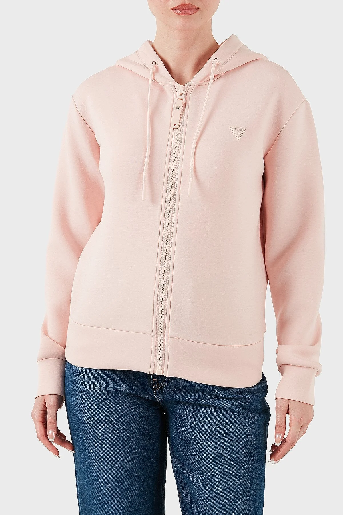 Guess Allie Regular Fit Kapüşonlu Arkası Üçgen Logolu V3RQ11K7UW2 Bayan Sweat V3RQ11 K7UW2 G6O1 PUDRA - 6