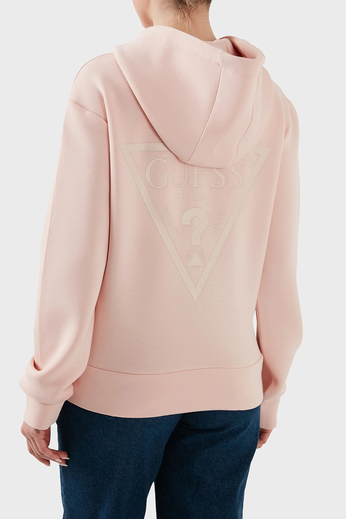 Guess Allie Regular Fit Kapüşonlu Arkası Üçgen Logolu V3RQ11K7UW2 Bayan Sweat V3RQ11 K7UW2 G6O1 PUDRA - 8