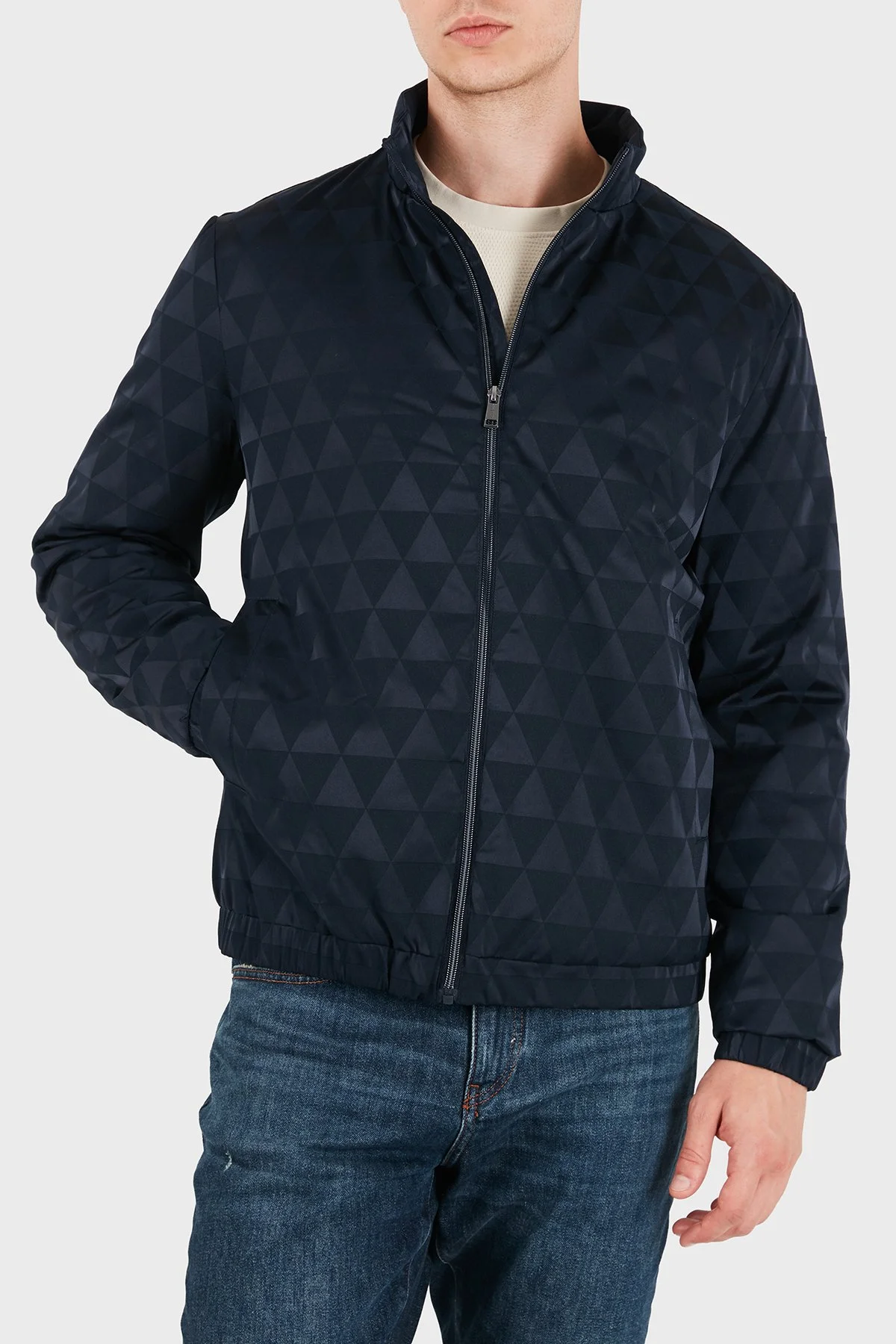 Guess Allover Logolu Dik Yaka Suya Dayanıklı M6YL24W2815 Erkek Mont M6YL24 W2815 FBHP Lacivert - 6