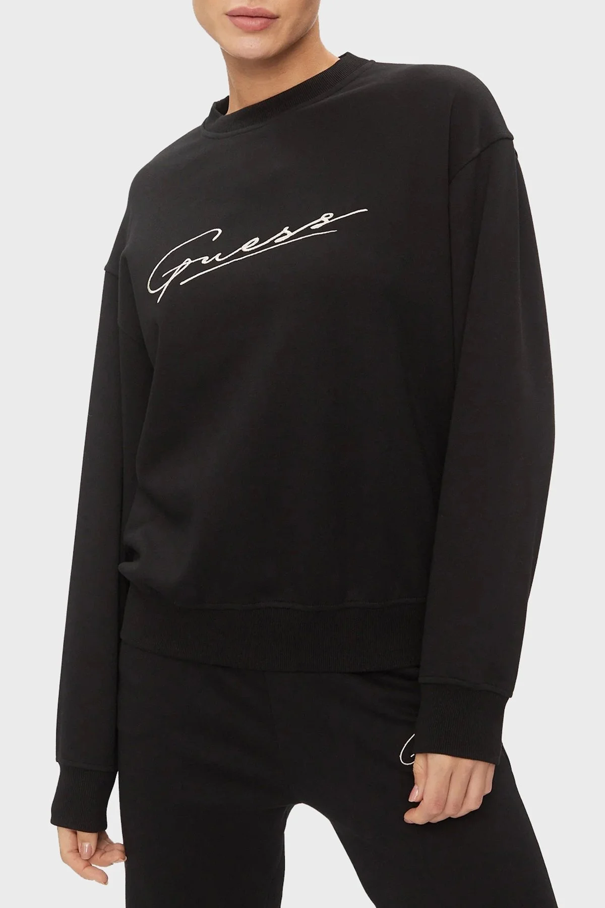 Guess Allycia Pamuklu Regular Fit V4RQ01KC3D2 Bayan Sweat V4RQ01 KC3D2 JBLK SİYAH - 1