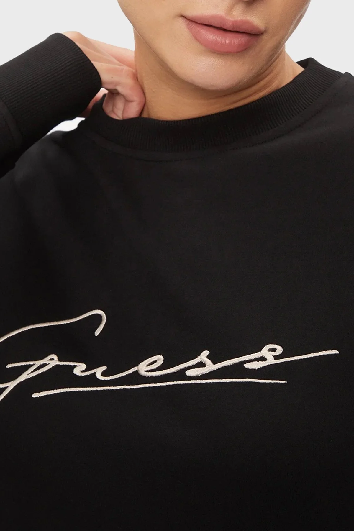 Guess Allycia Pamuklu Regular Fit V4RQ01KC3D2 Bayan Sweat V4RQ01 KC3D2 JBLK SİYAH - 4