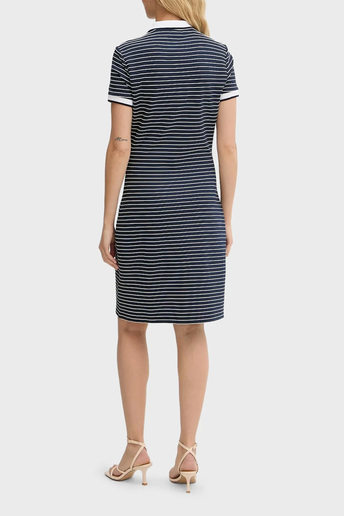 Guess Alphonsin Slim Fit Çizgili Düğmeli Polo Yaka W6GK14K2948 Bayan Elbise W6GK14 K2948 SB09 LACİVERT - 2