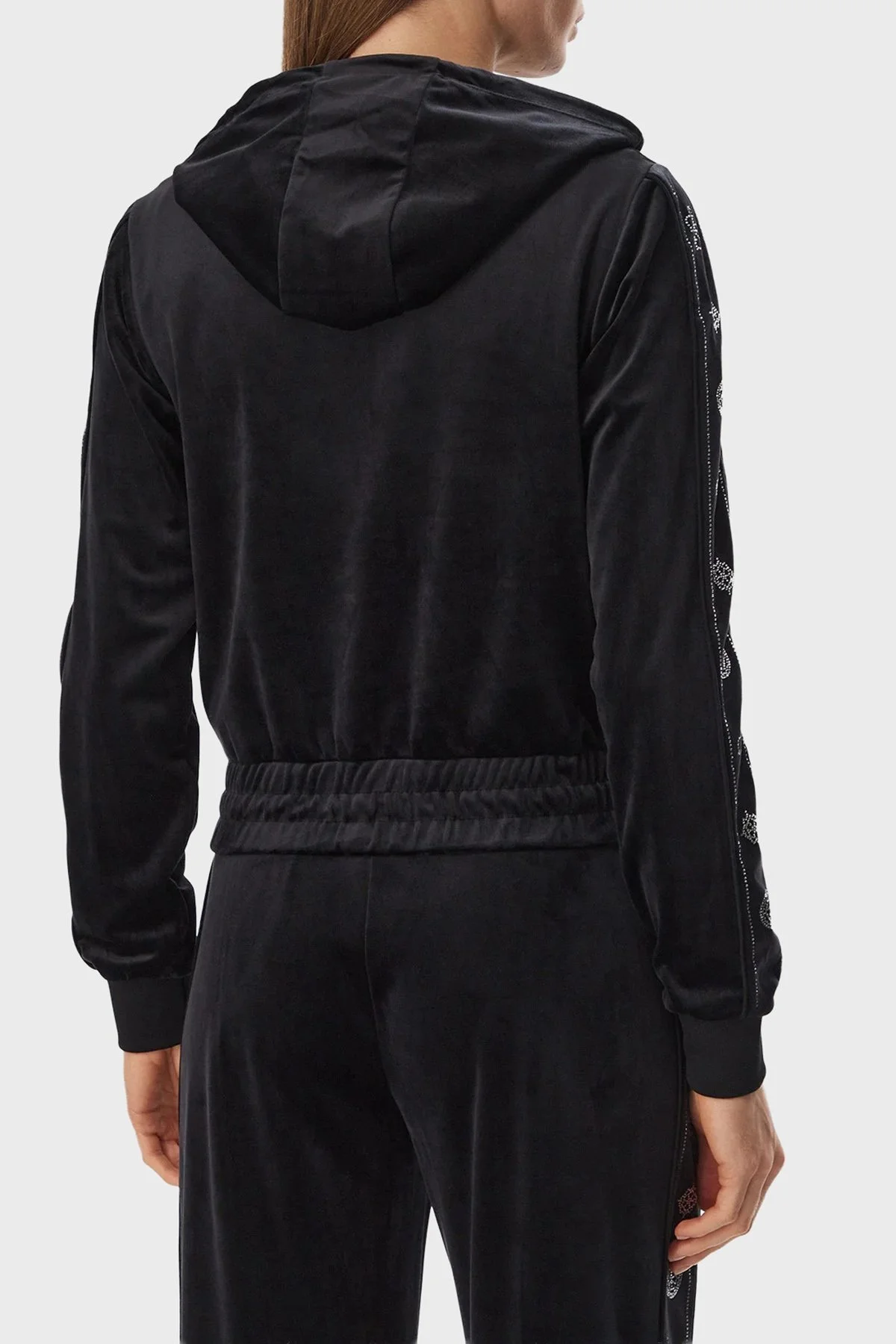 Guess Amalia Logolu Slim Fit Kapüşonlu Yaka Fermuarlı V6BQ07K6301 Kadın Sweat V6BQ07 K6301 JBLK Siyah - 3