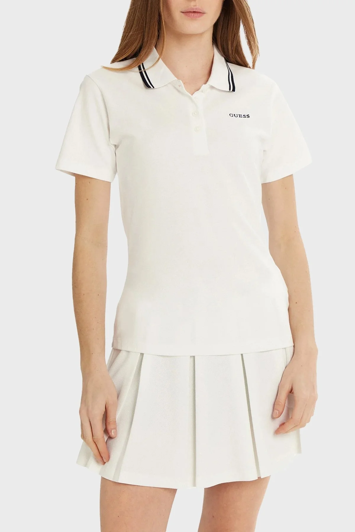 Guess Amaryllis Pamuklu Slim Fit V5GP06KCOK1 Bayan Polo Yaka T Shirt V5GP06 KCOK1 G011 BEYAZ - 6