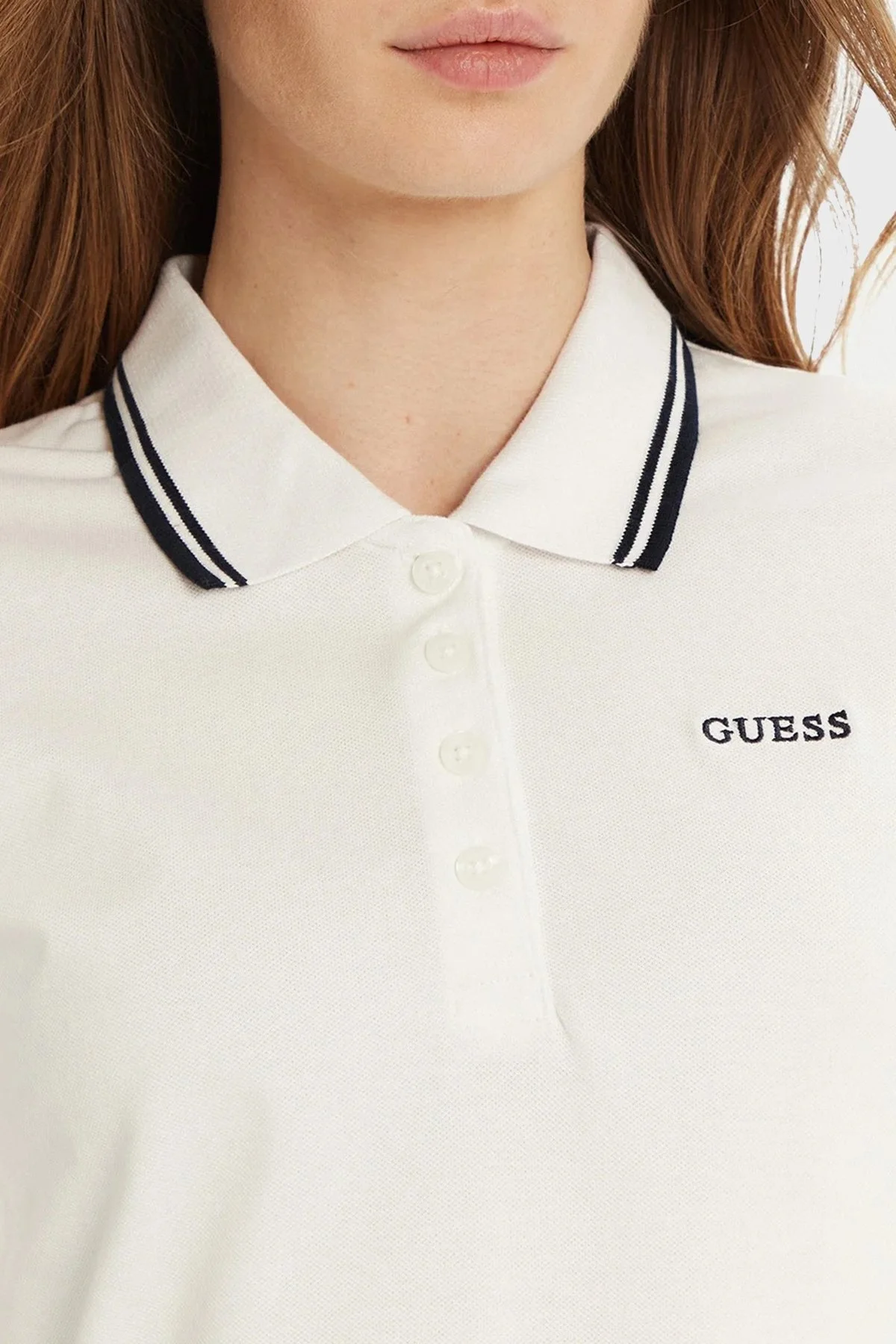 Guess Amaryllis Pamuklu Slim Fit V5GP06KCOK1 Bayan Polo Yaka T Shirt V5GP06 KCOK1 G011 BEYAZ - 9