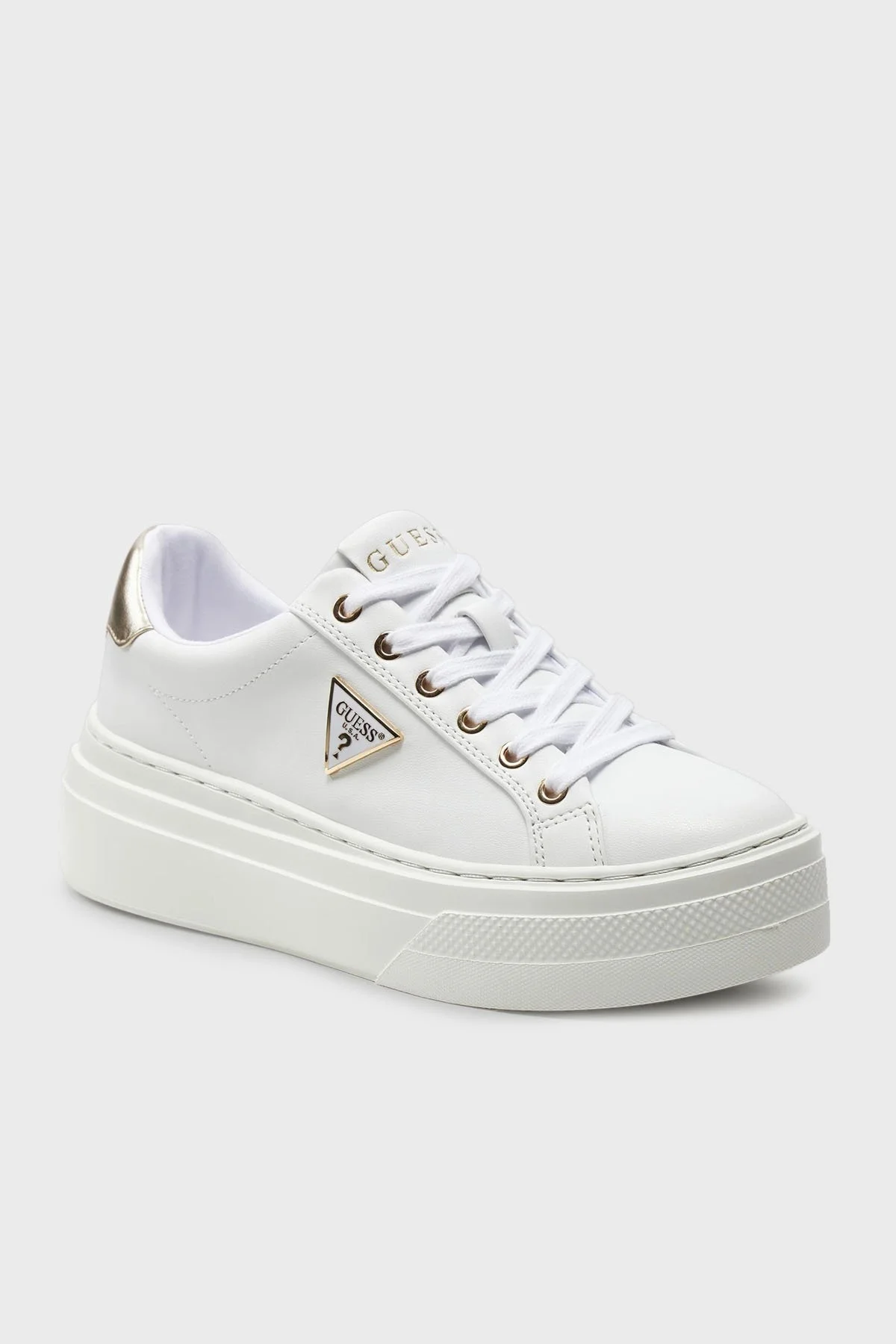 Guess Amera Logolu Sneaker FLGAMAELE12 Bayan Ayakkabı FLGAMA ELE12 WHPLA BEYAZ-GOLD - 6