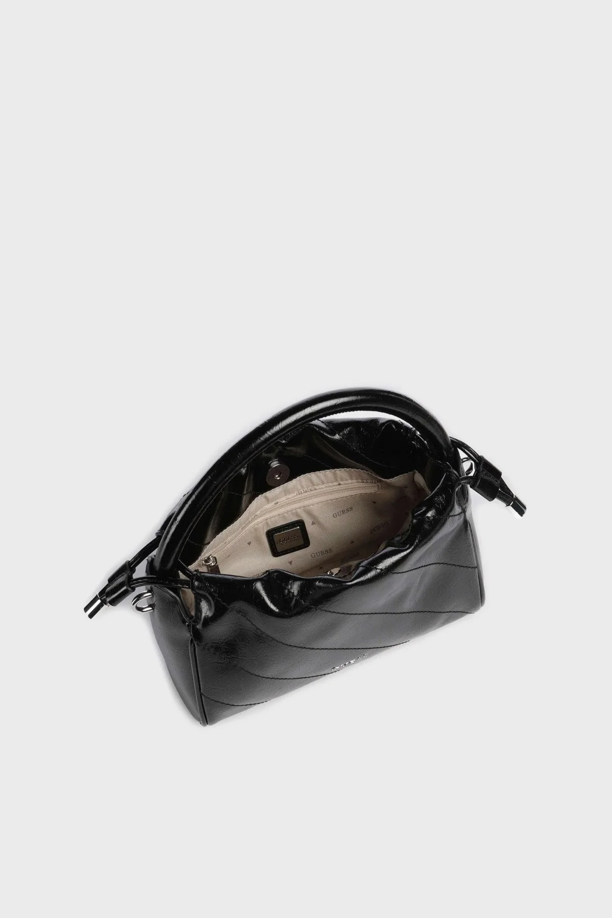 Guess Amys Jakarlı Çıkarılabilir Askılı Büzgülü Mini HWMY9659160 Bayan Çanta HWMY96 59160 BLA SİYAH - 5