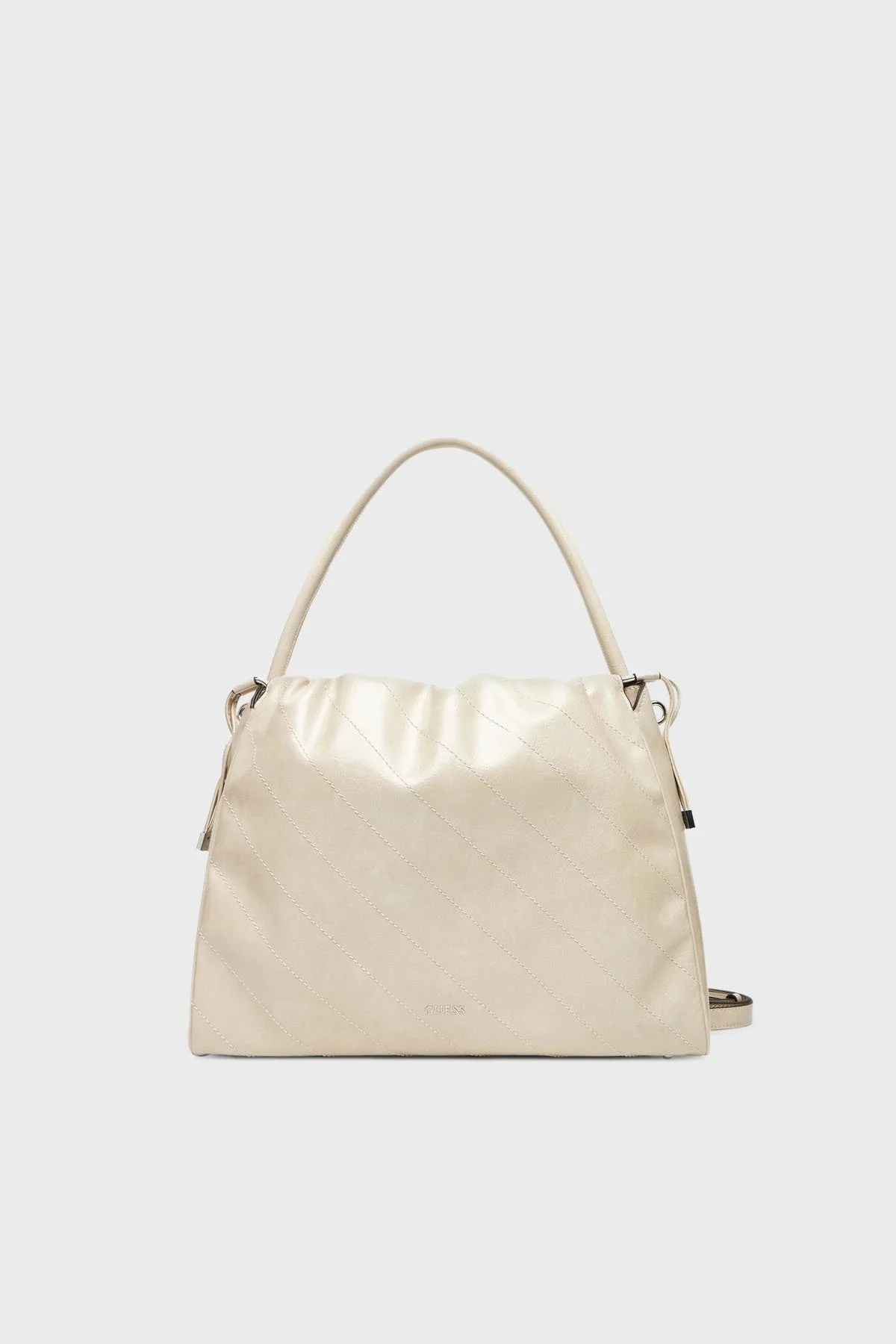 Guess Amys Jakarlı Çıkarılabilir Askılı Büzgülü Mini HWMY9659160 Bayan Çanta HWMY96 59160 SIT KREM - 1