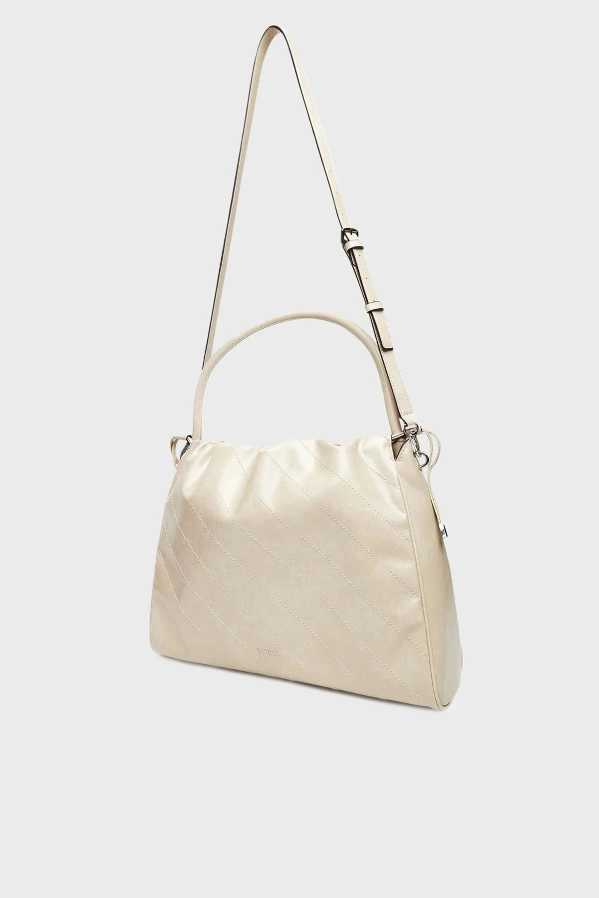 Guess Amys Jakarlı Çıkarılabilir Askılı Büzgülü Mini HWMY9659160 Bayan Çanta HWMY96 59160 SIT KREM - 3