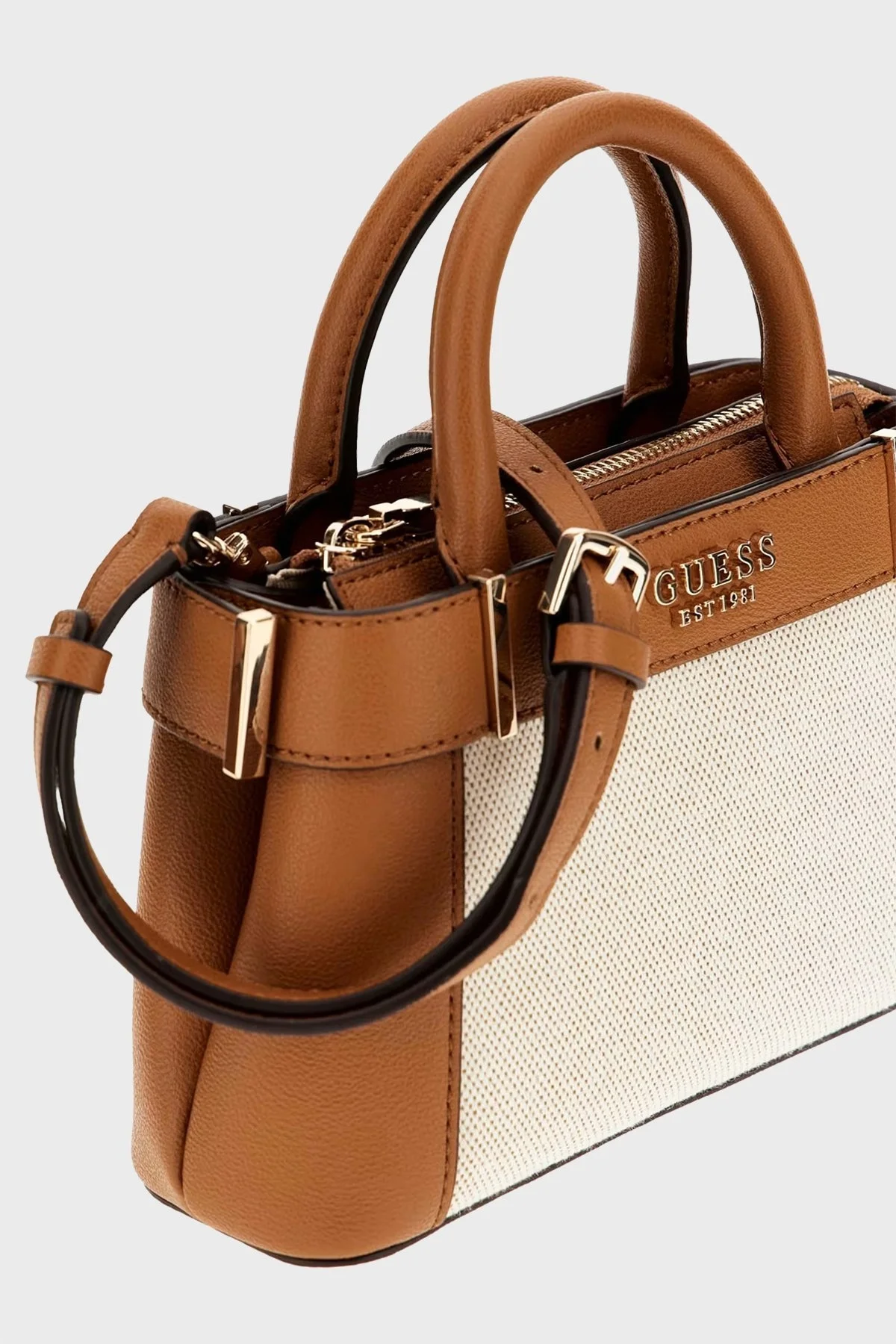 Guess Anadela Logolu Çıkarılabilir Askılı Mini HWAG9633760 Bayan Çanta HWAG96 33760 NTC KAHVE-KREM - 3