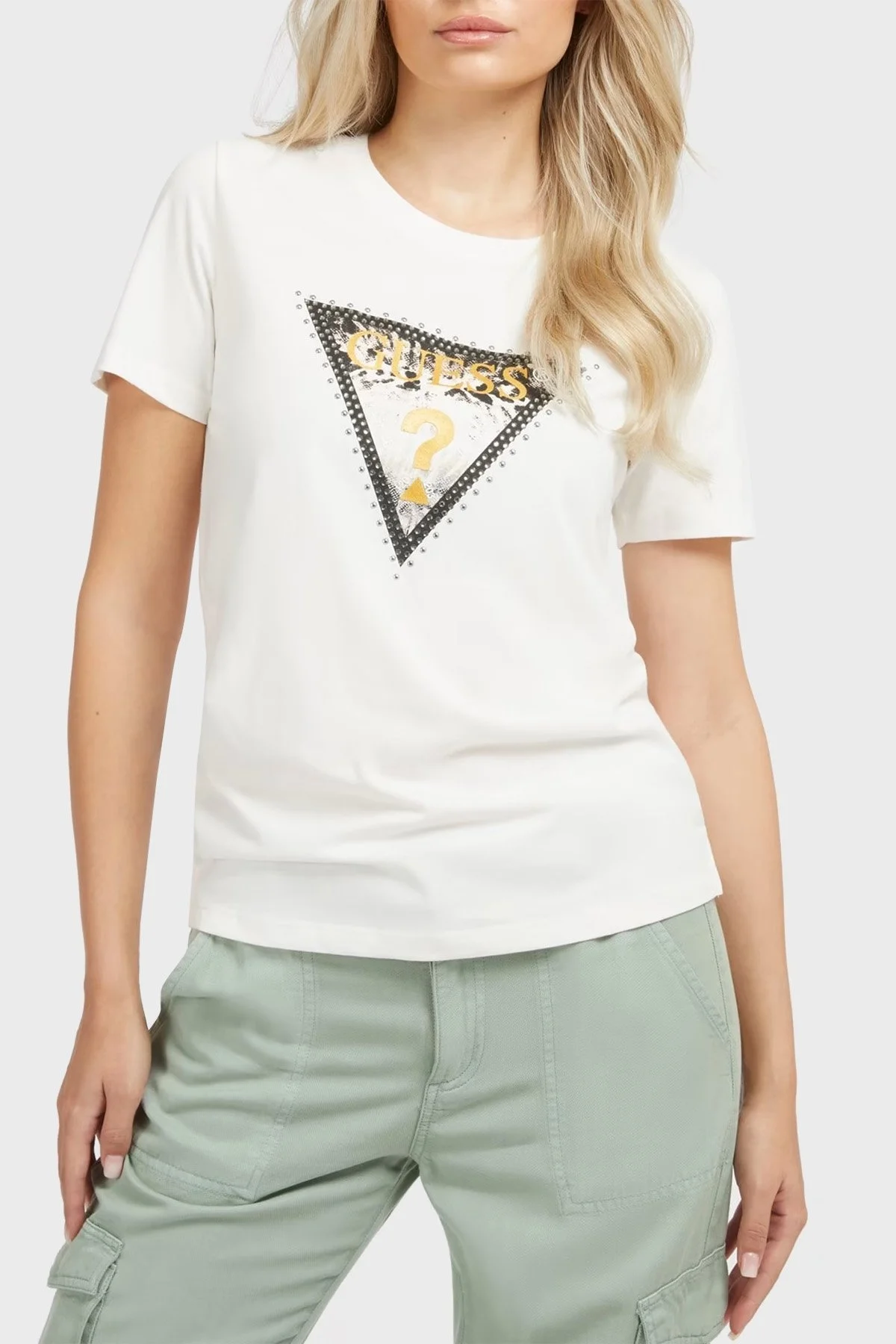 Guess Animal % 100 Pamuk Regular Fit Bayan T Shirt W3YI41I3Z14 G012 BEYAZ - 1