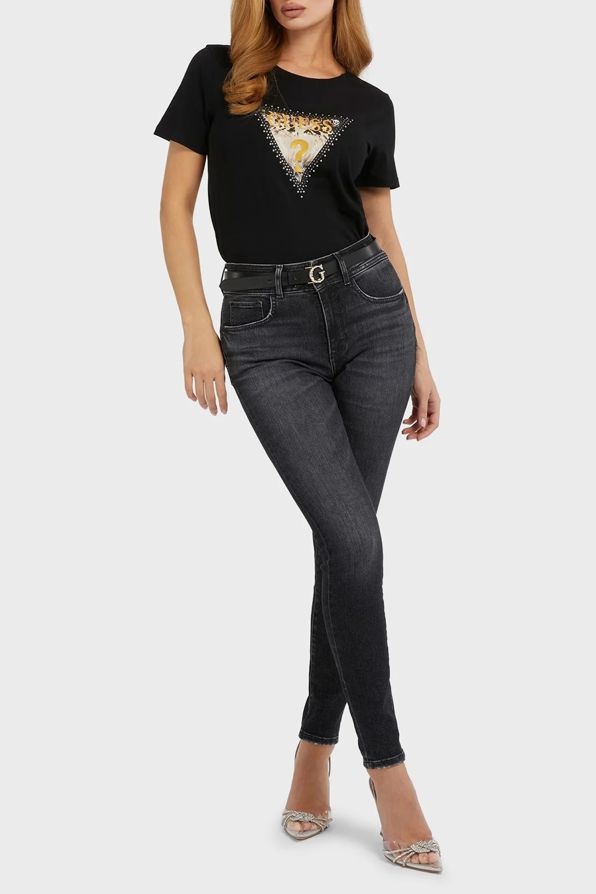 Guess Animal % 100 Pamuk Regular Fit Bayan T Shirt W3YI41I3Z14 JBLK SİYAH - 2