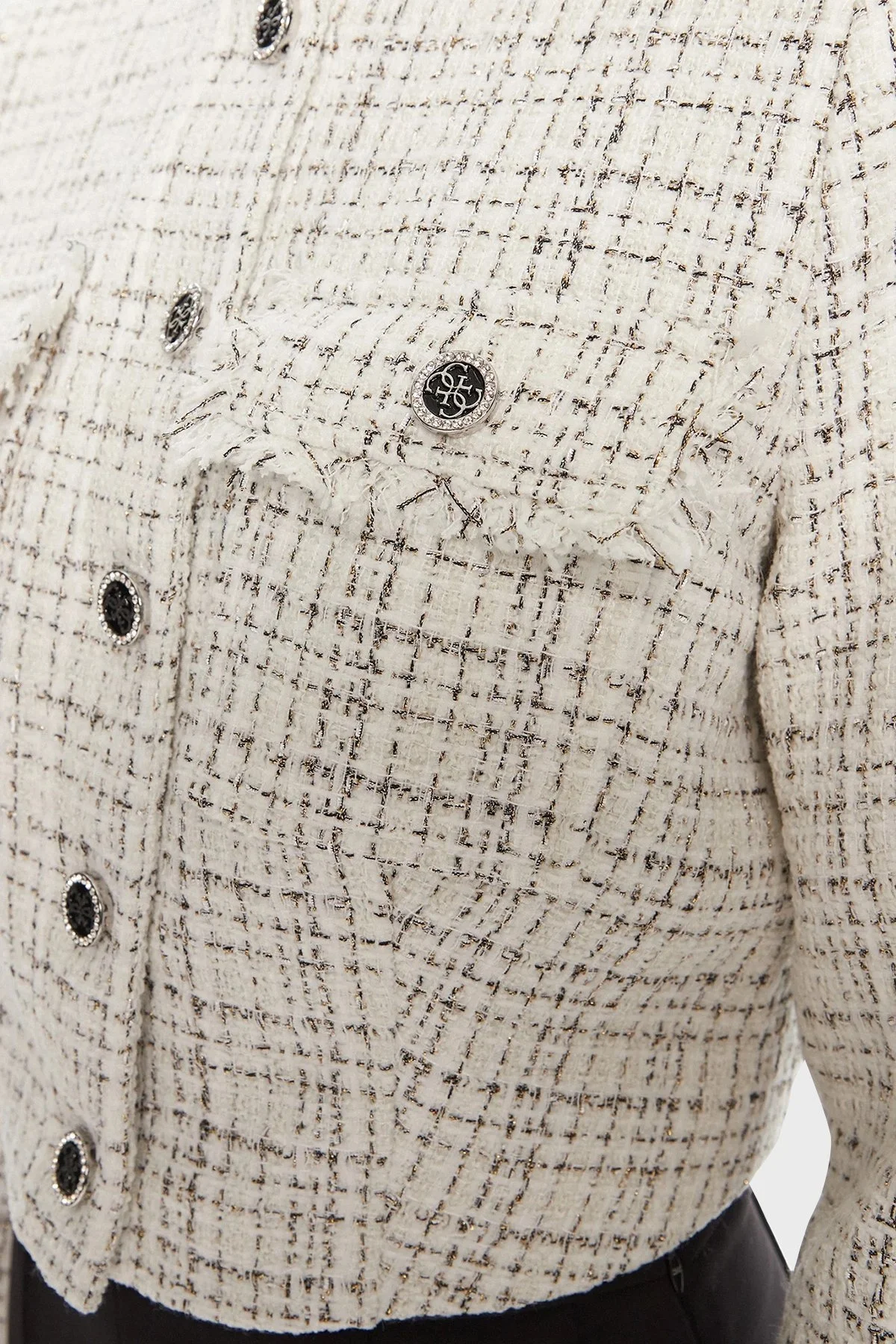 Guess Annamaria Regular Fit Bisiklet Yaka Tüvit Kısa W5YN44WHDB2 Bayan Ceket W5YN44 WHDB2 F0LL BEYAZ - 4