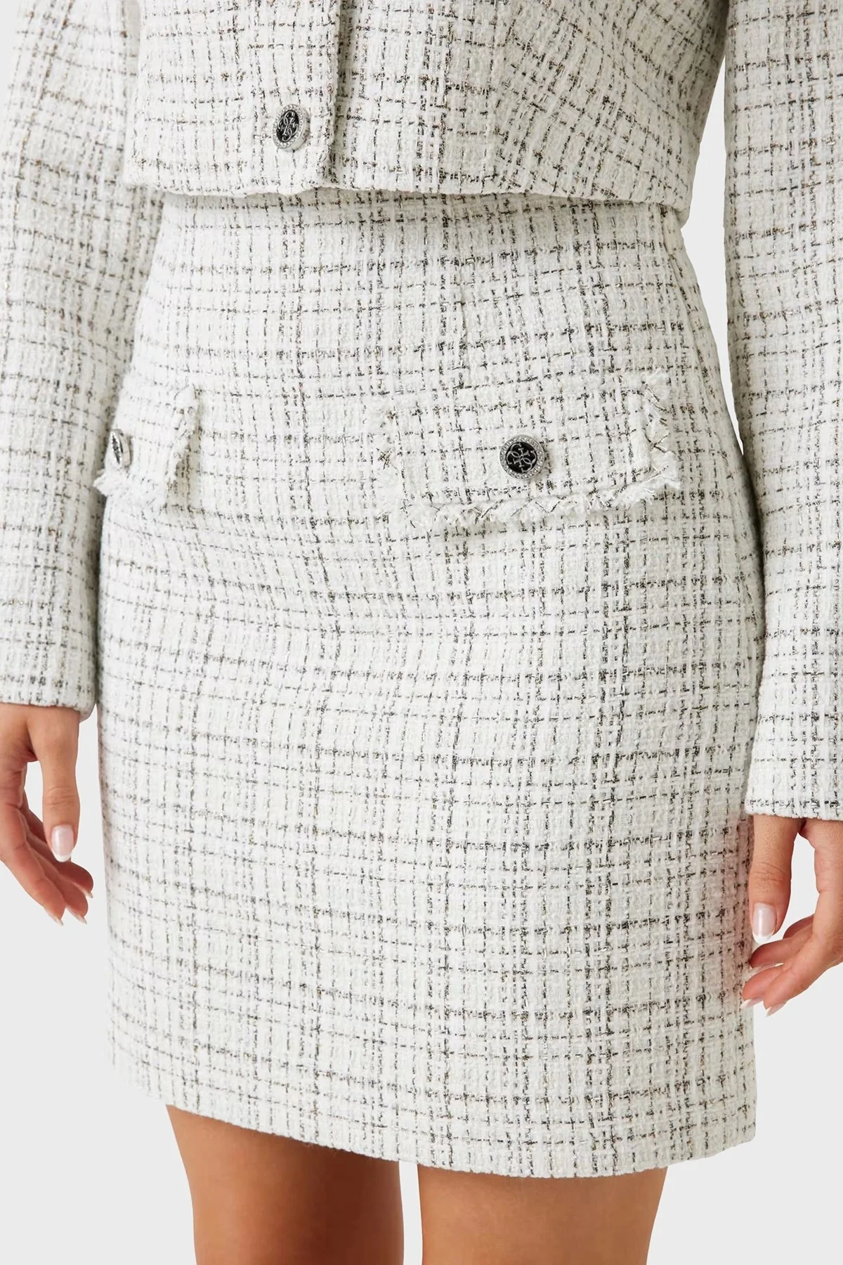 Guess Annamaria Regular Fit Tüvit Mini Kalem W5YD15WHDB2 Bayan Etek W5YD15 WHDB2 F0LL BEYAZ - 4