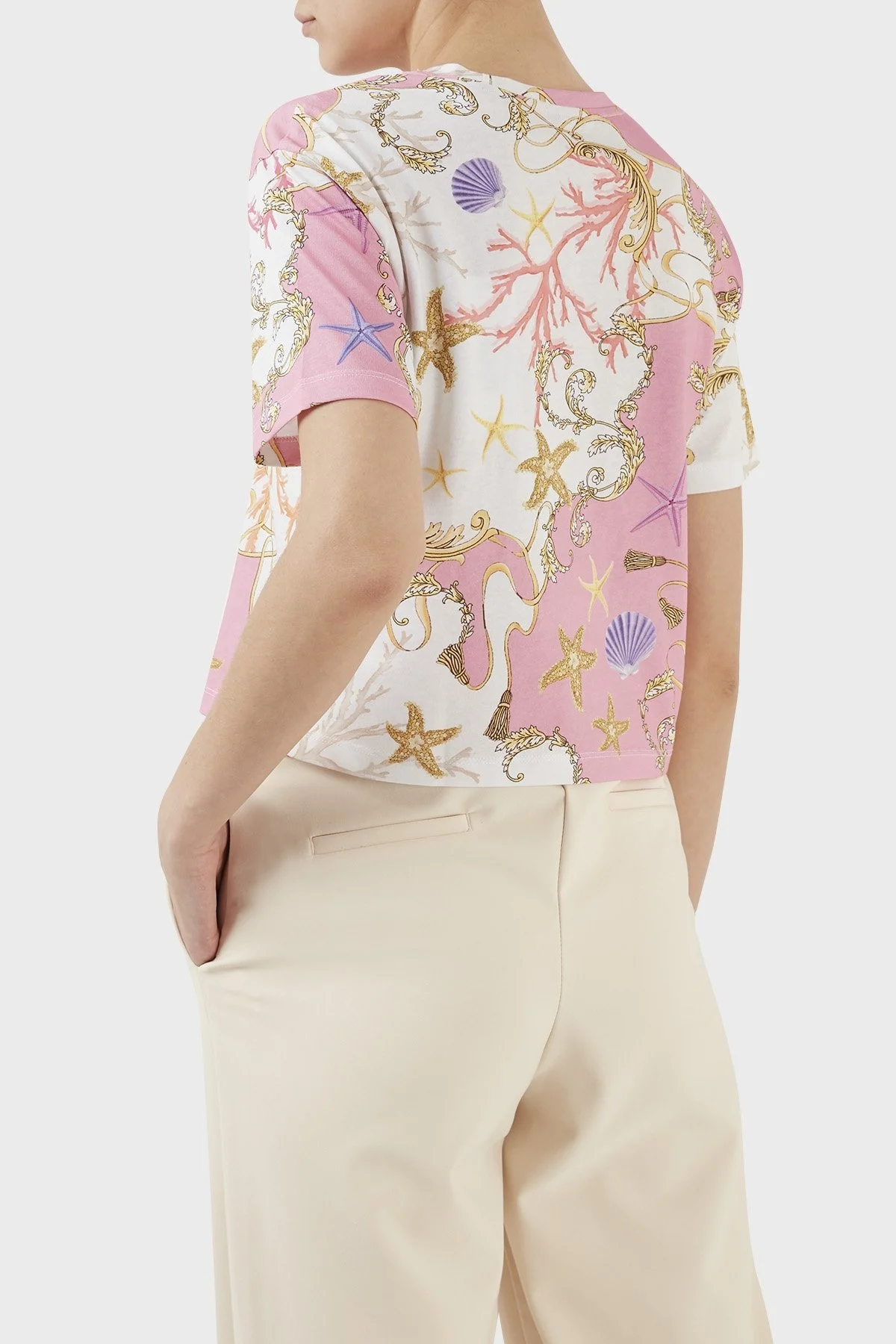 Guess Aop Desenli Bisiklet Yaka % 100 Pamuk Regular Fit Bayan T Shirt E3GI01JA914 P63W PEMBE - 5