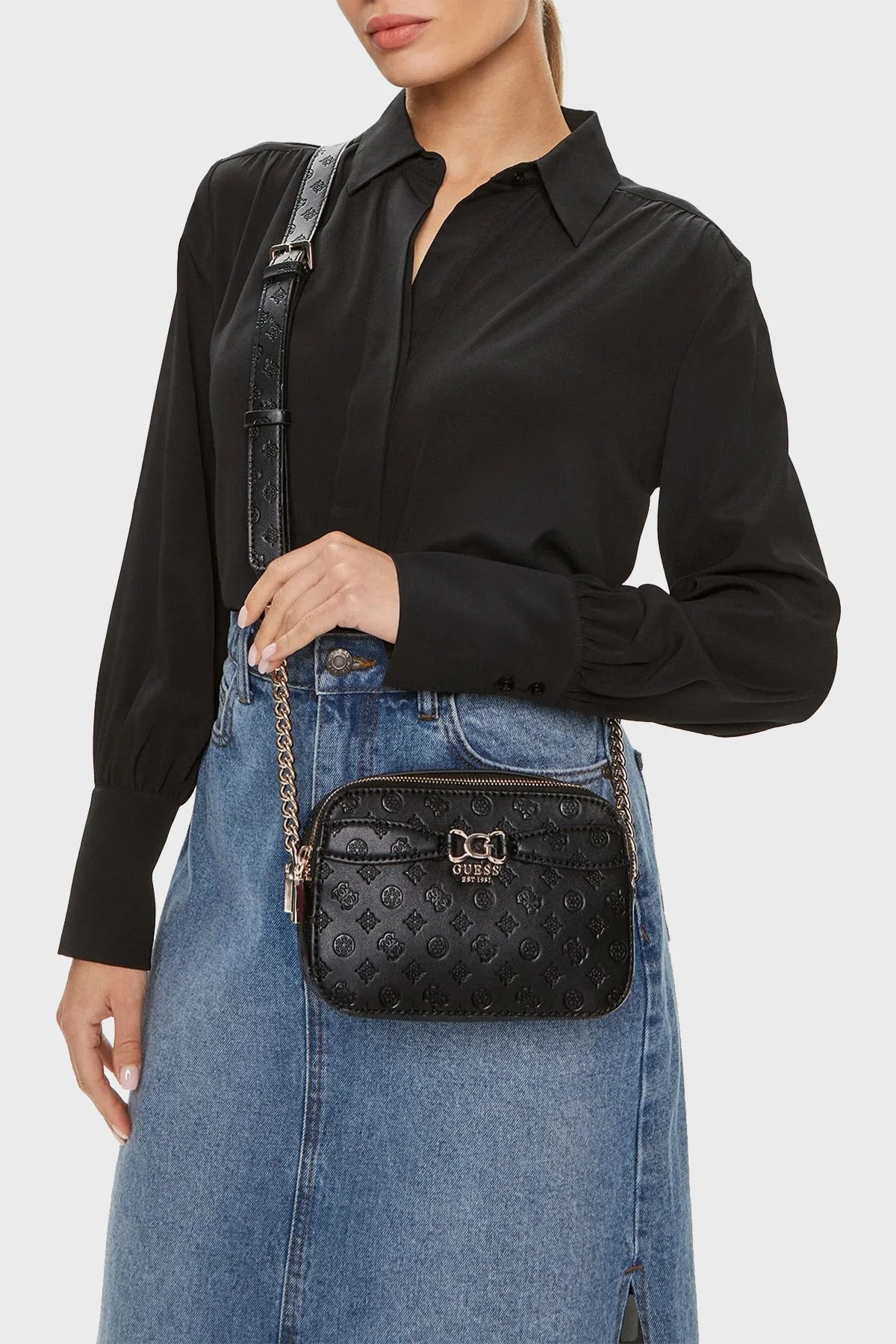 Guess Arlena Logolu Ayarlanabilir Askılı HWPG9336140 Bayan Çanta HWPG93 36140 BLO SİYAH - 2
