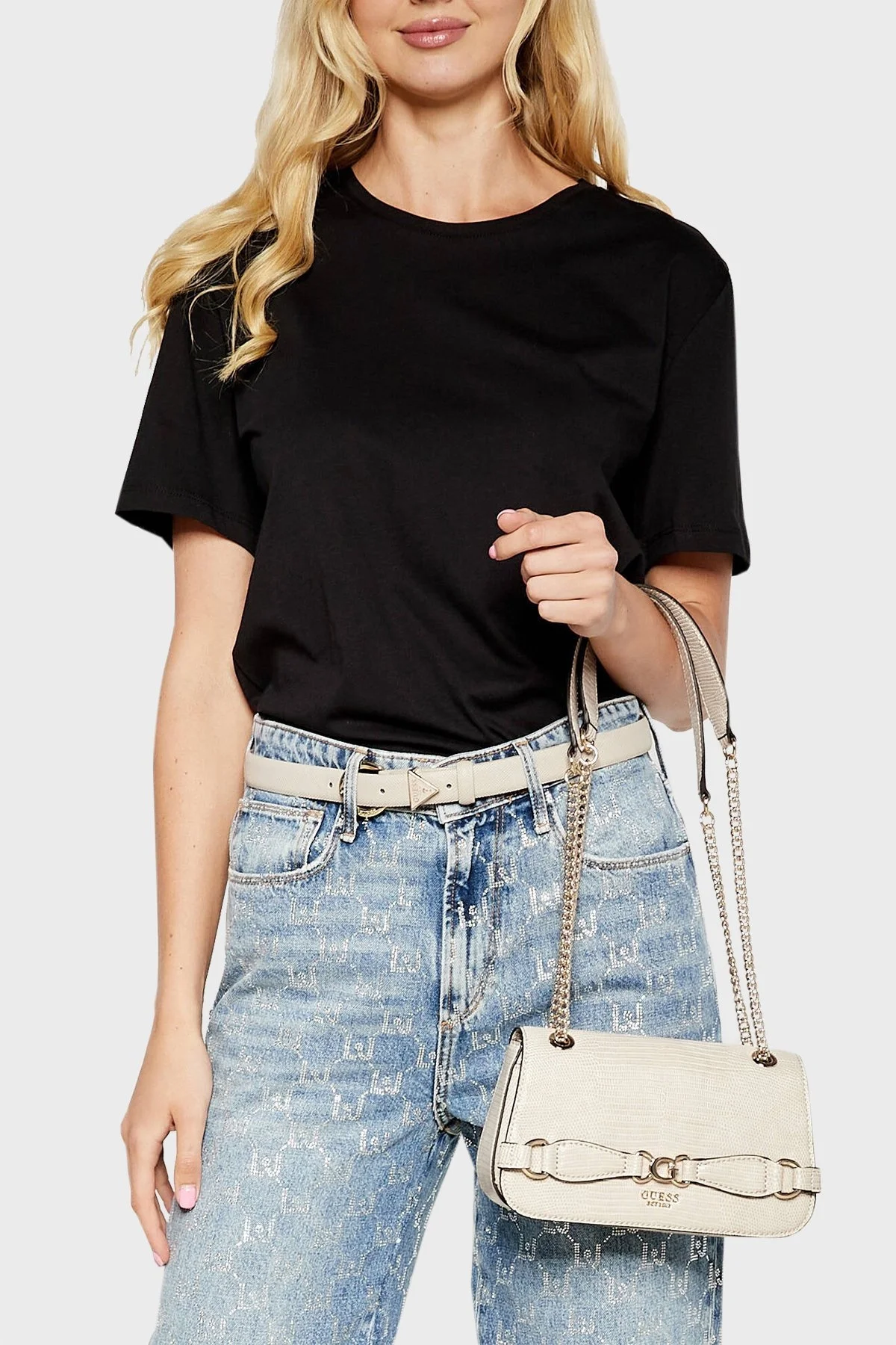 Guess Arlena Logolu Ayarlanabilir Zincir Askılı HWKG9333210 Bayan Çanta HWKG93 33210 TAU KREM - 2