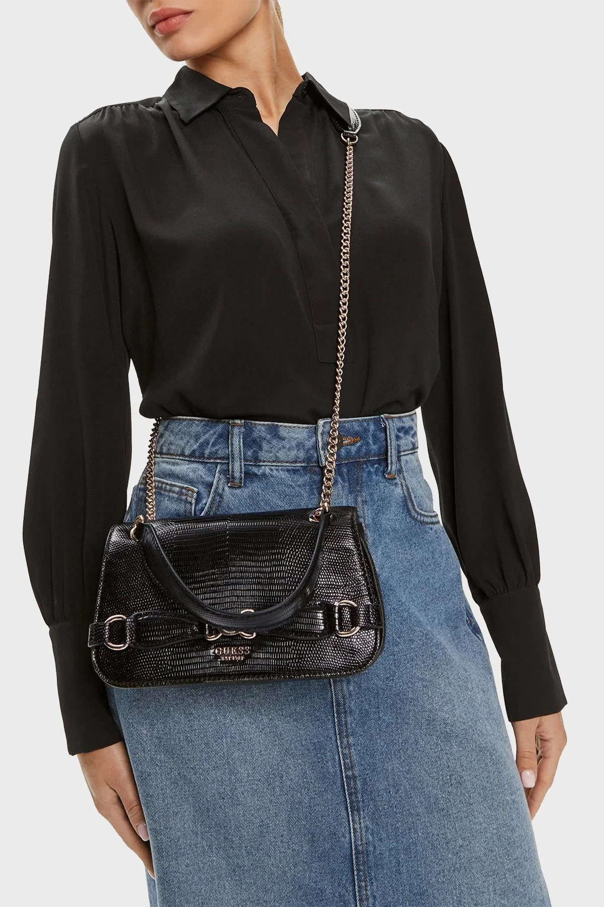 Guess Arlena Logolu Desenli HWKG9333210 Bayan Çanta HWKG93 33210 BLA SİYAH - 2