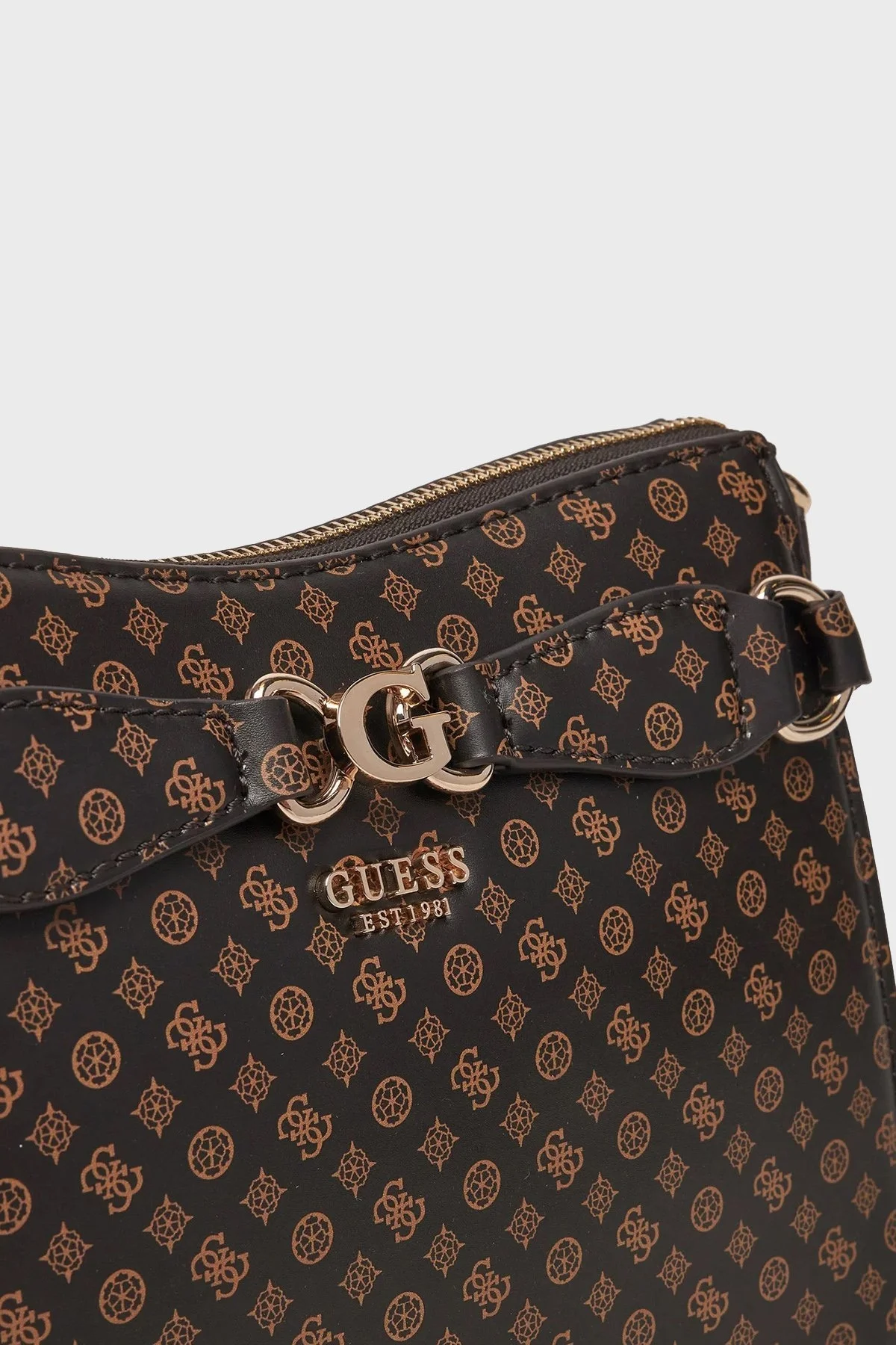 Guess Arlena Logolu Fermuarlı Çıkarılabilir Zincir Askılı HWPS9336040 Bayan Çanta HWPS93 36040 MLO KAHVE - 4