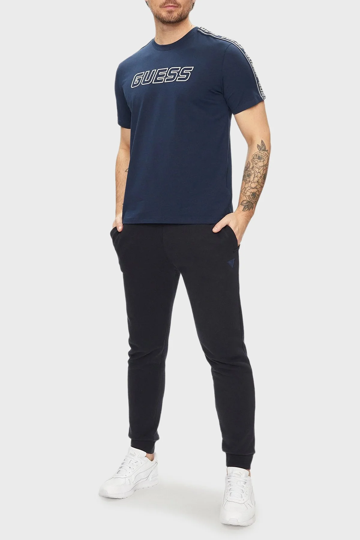 Guess Arlo Pamuklu Regular Fit Logolu Bisiklet Yaka Z4GI18J1314 Erkek T Shirt Z4GI18 J1314 G7R1 MAVİ - 2