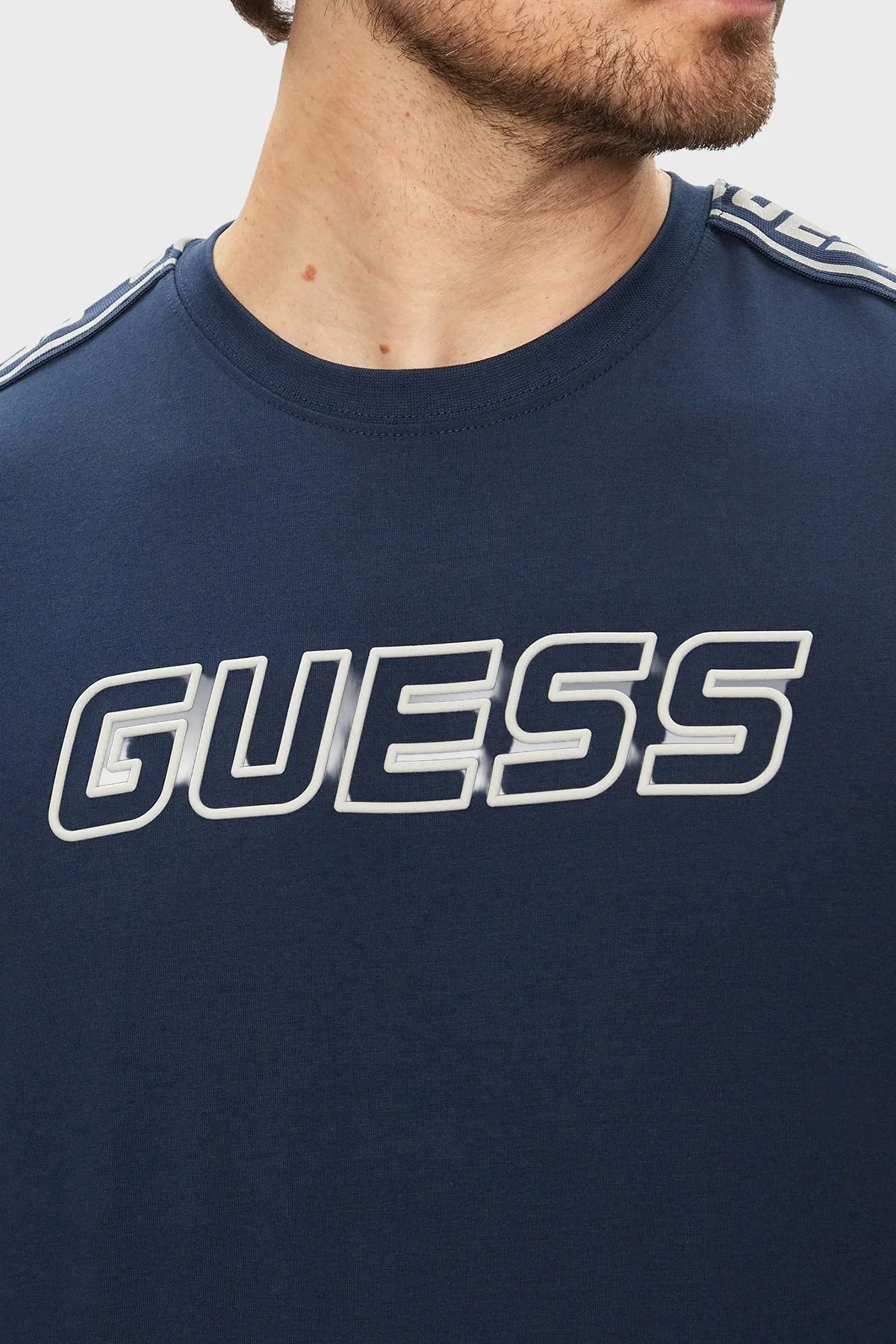 Guess Arlo Pamuklu Regular Fit Logolu Bisiklet Yaka Z4GI18J1314 Erkek T Shirt Z4GI18 J1314 G7R1 MAVİ - 5