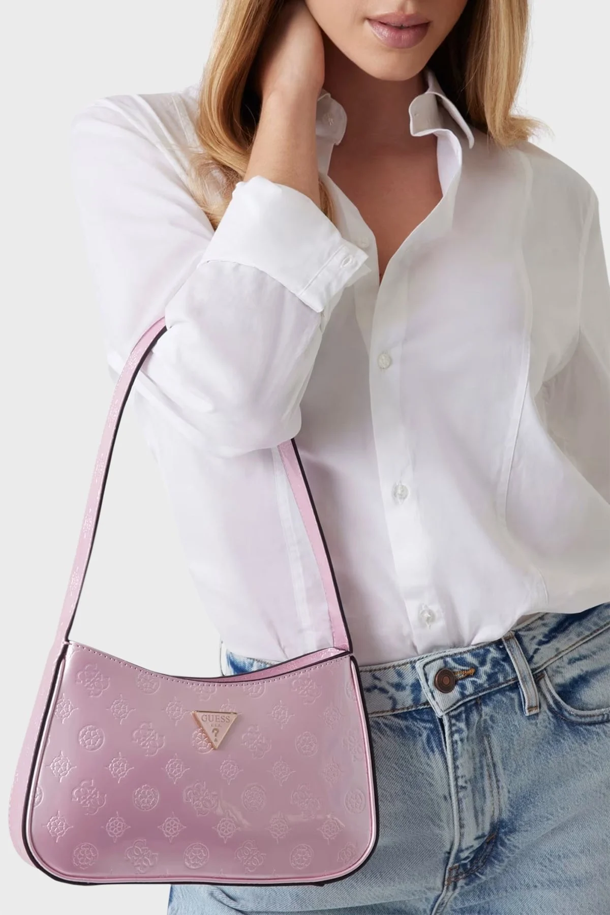 Guess Arnela 4G Logolu Omuz Askılı Bayan Çanta HWTG94 96170 OCL PEMBE - 7