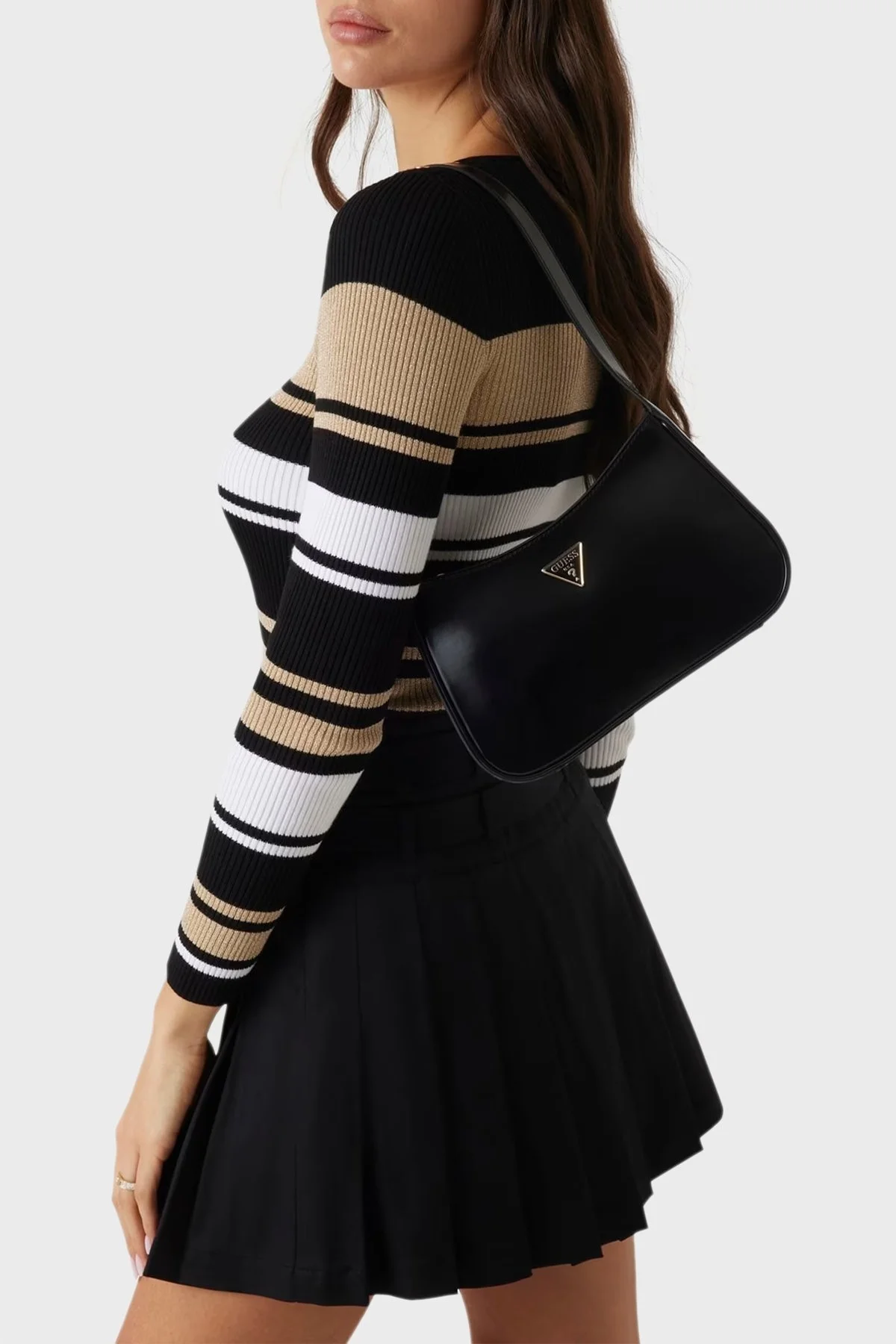 Guess Arnela Logolu Fermuarlı HWNG9496170 Bayan Çanta HWNG94 96170 BLA SİYAH - 7