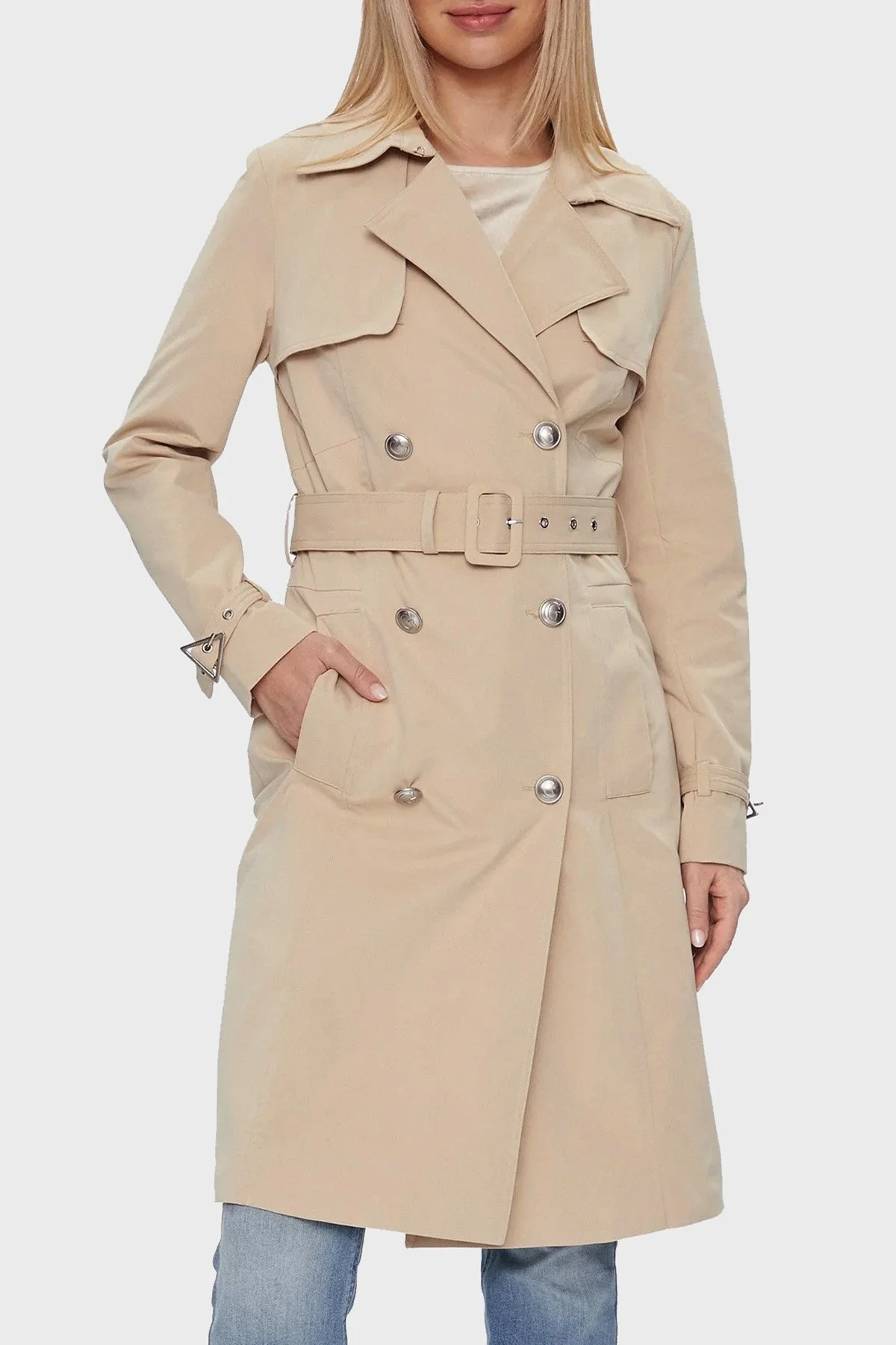 Guess Asia Regular Fit Kemerli W4RL00 WF5Z2 Bayan Trençkot W4RL00WF5Z2 G1L7 BEJ - 1