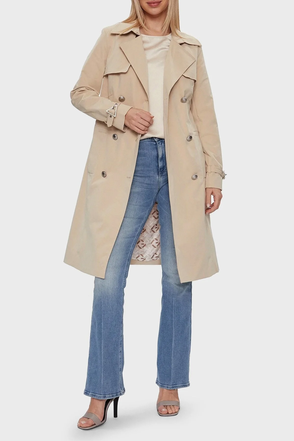 Guess Asia Regular Fit Kemerli W4RL00 WF5Z2 Bayan Trençkot W4RL00WF5Z2 G1L7 BEJ - 3