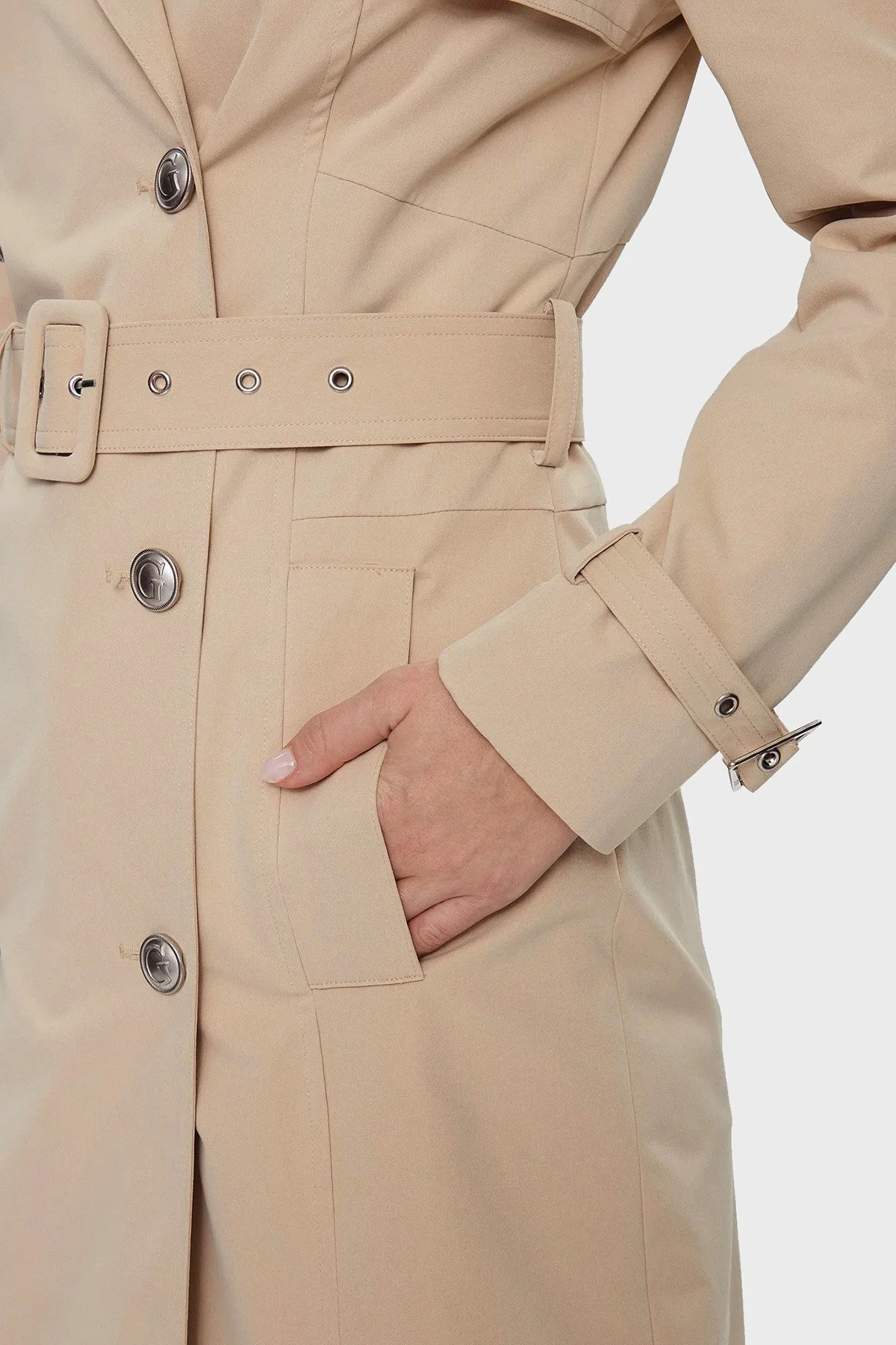 Guess Asia Regular Fit Kemerli W4RL00 WF5Z2 Bayan Trençkot W4RL00WF5Z2 G1L7 BEJ - 4