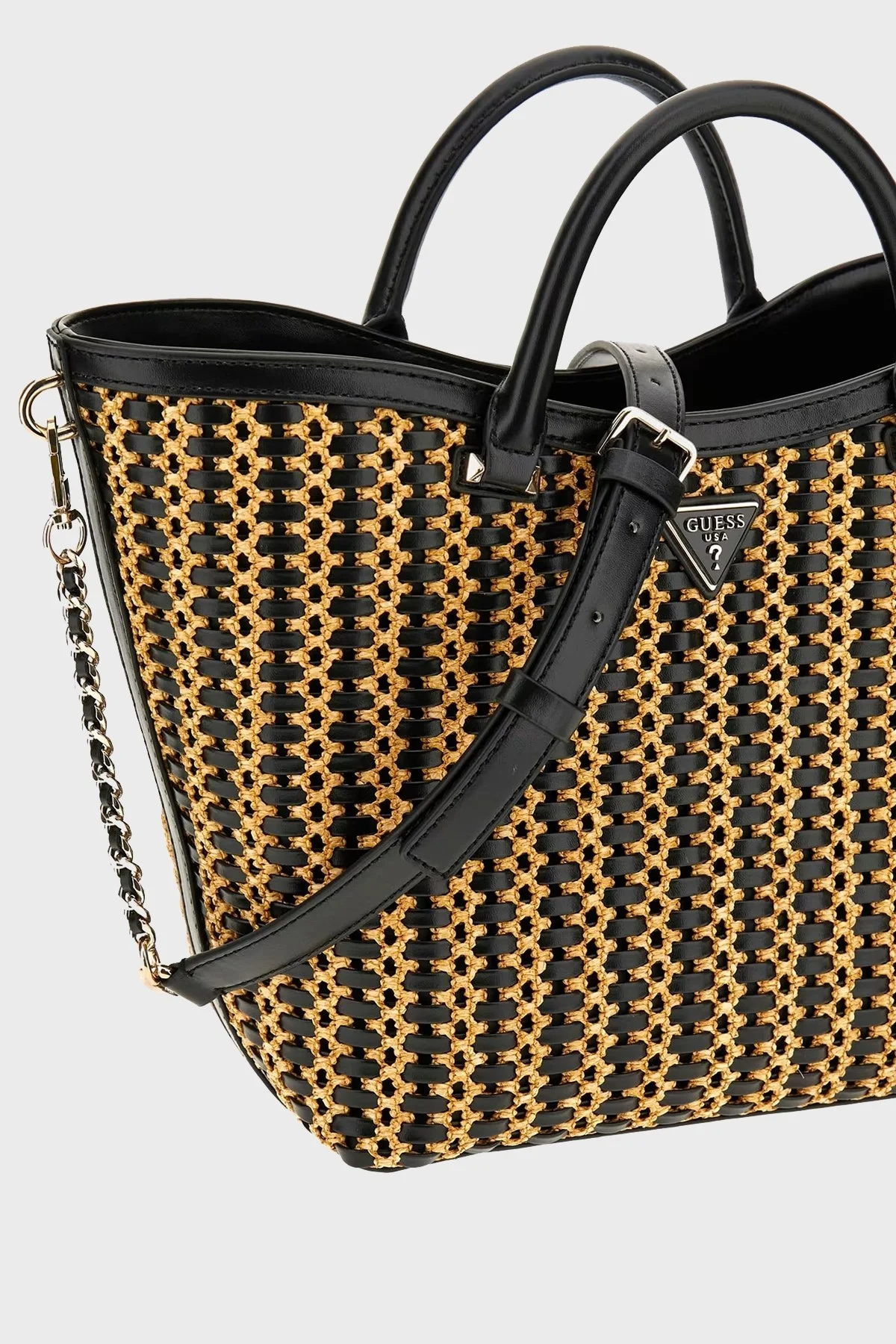 Guess Atalia Çıkarılabilir Askılı Logolu HWWG9647220 Bayan Çanta HWWG96 47220 NTB SİYAH-BEJ - 8