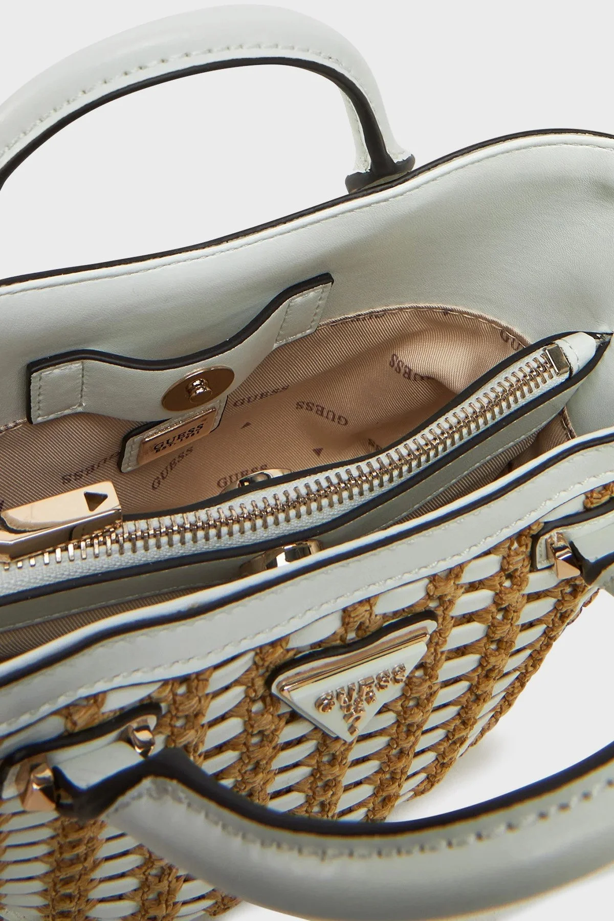 Guess Atalia Çıkarılabilir Zincir Askılı HWWG9647750 Bayan Çanta HWWG96 47750 NTW BEYAZ-BEJ - 8