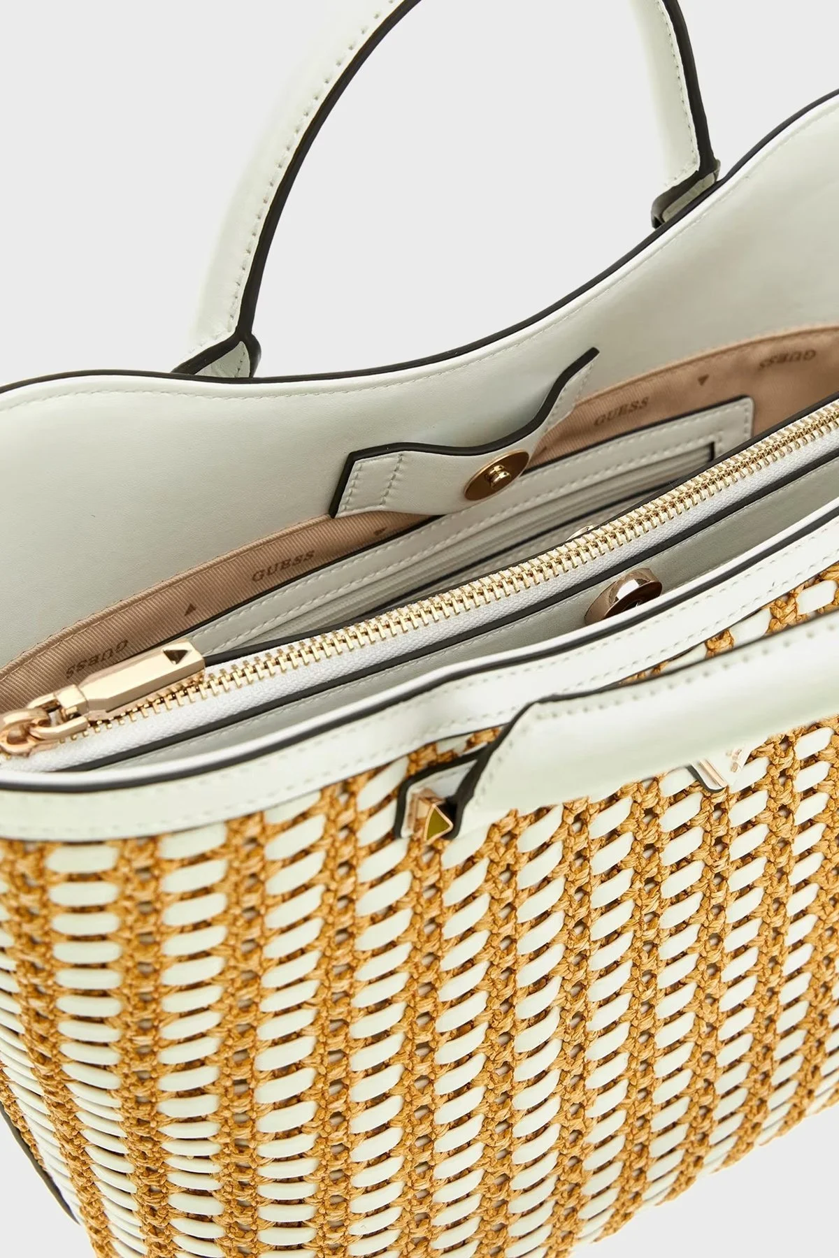 Guess Atalia Logolu Çıkarılabilir Askılı HWWG9647220 Bayan Çanta HWWG96 47220 NTW BEYAZ-BEJ - 7