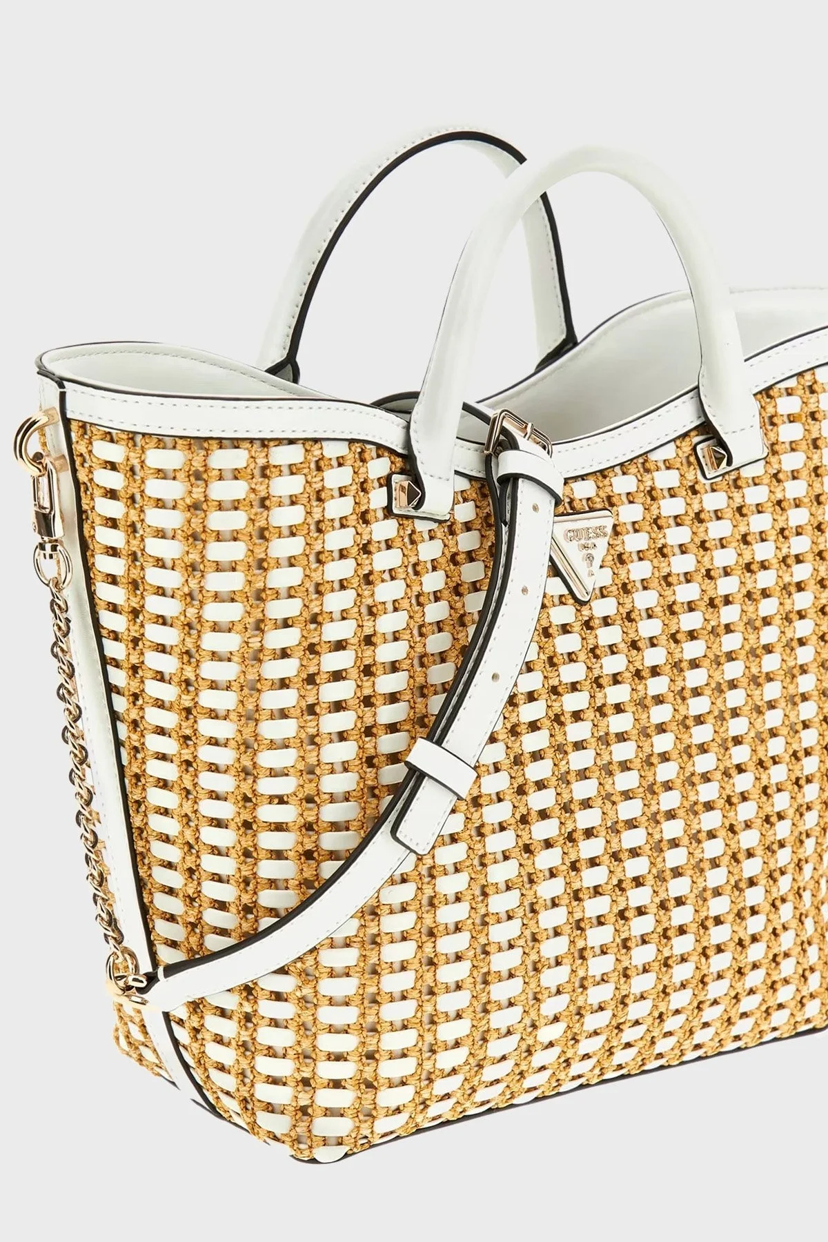 Guess Atalia Logolu Çıkarılabilir Askılı HWWG9647220 Bayan Çanta HWWG96 47220 NTW BEYAZ-BEJ - 8