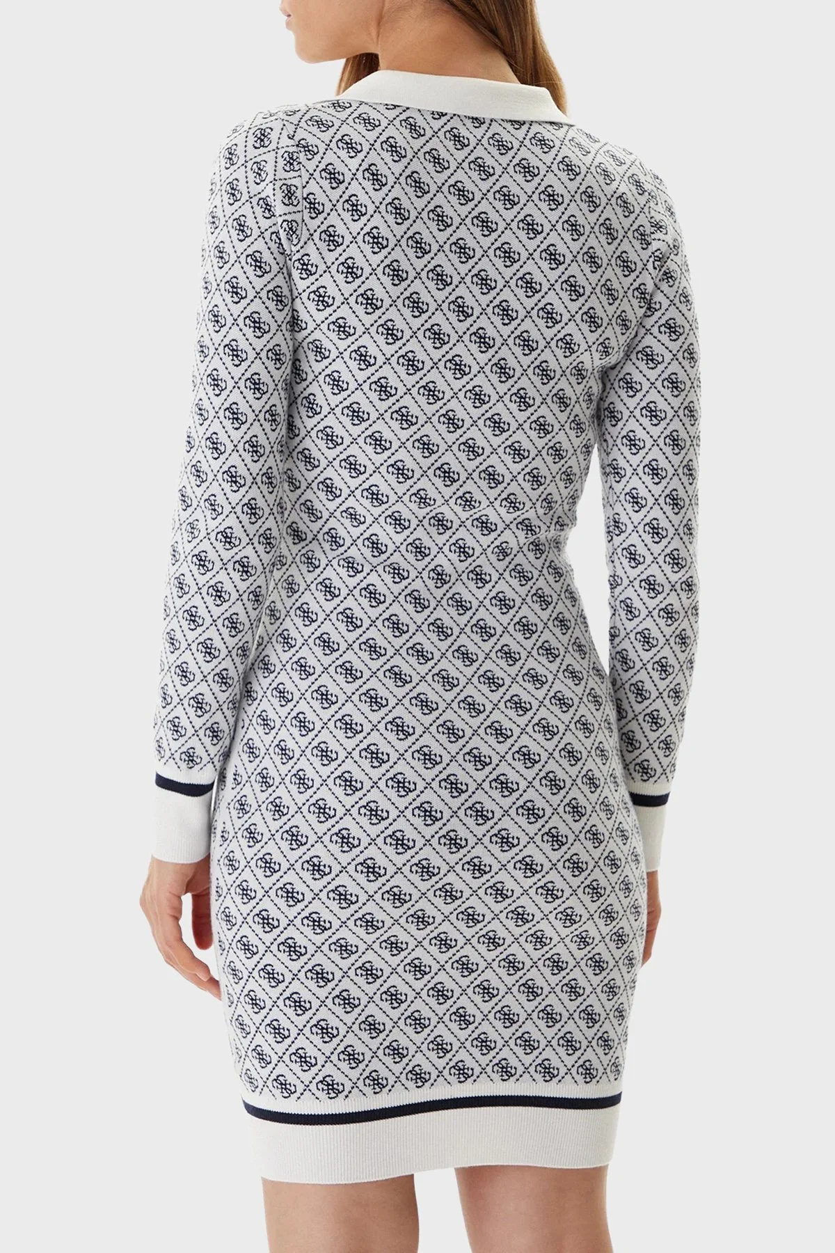 Guess Aubrey Yün Karışımlı Logolu Slim Fit V Yaka Mini W5BK25Z3JD2 Bayan Elbise W5BK25 Z3JD2 F0YU BEYAZ - 3