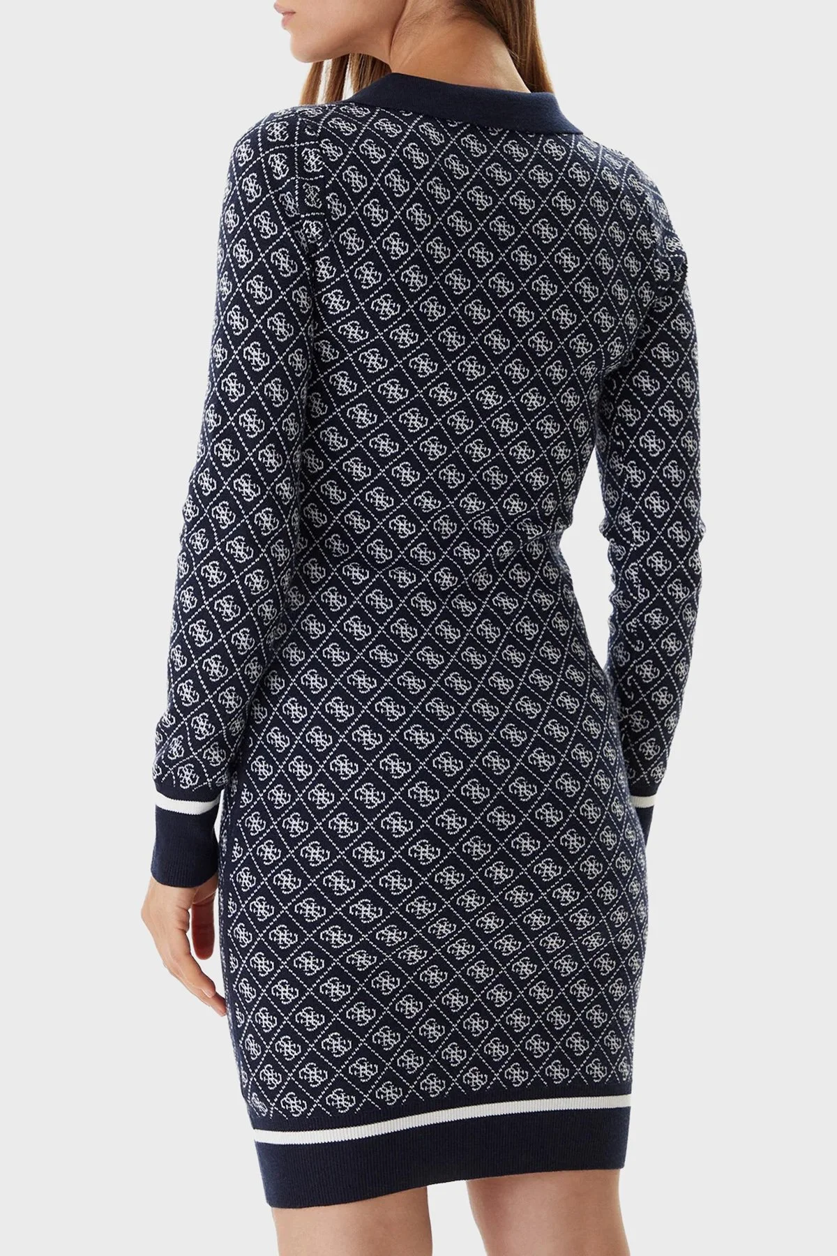 Guess Aubrey Yün Karışımlı Logolu Slim Fit V Yaka Mini W5BK25Z3JD2 Bayan Elbise W5BK25 Z3JD2 FBDI SİYAH - 3