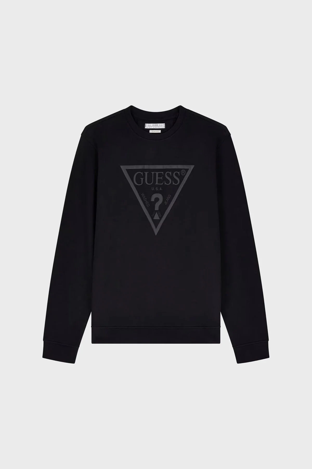 Guess Audley Logolu Pamuklu Bisiklet Yaka M6YQ37K4103 Erkek Sweat M6YQ37 K4103 JBLK Siyah - 5