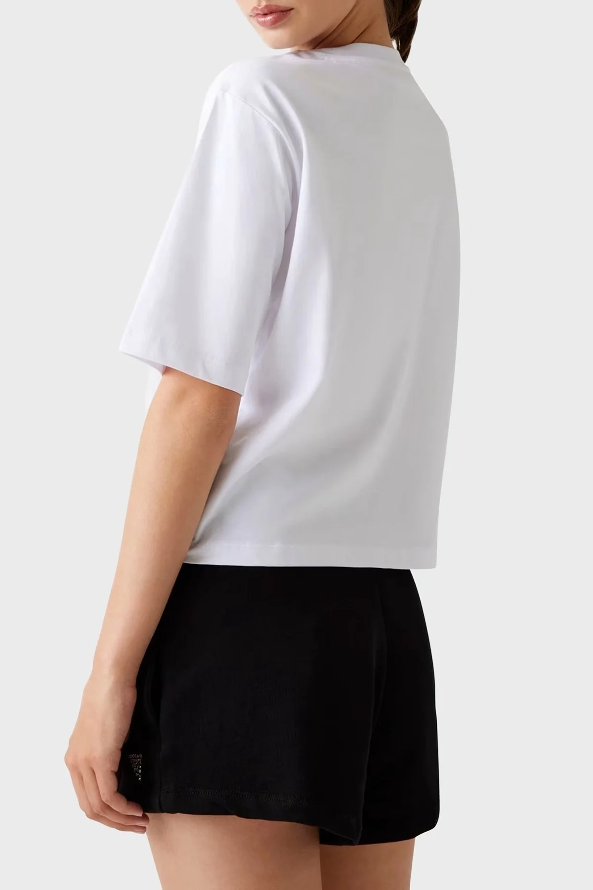 Guess Aurelie Pamuklu Payetli Relaxed Fit Bisiklet Yaka V4YI06I3Z14 Bayan T Shirt V4YI06 I3Z14 G011 BEYAZ - 3