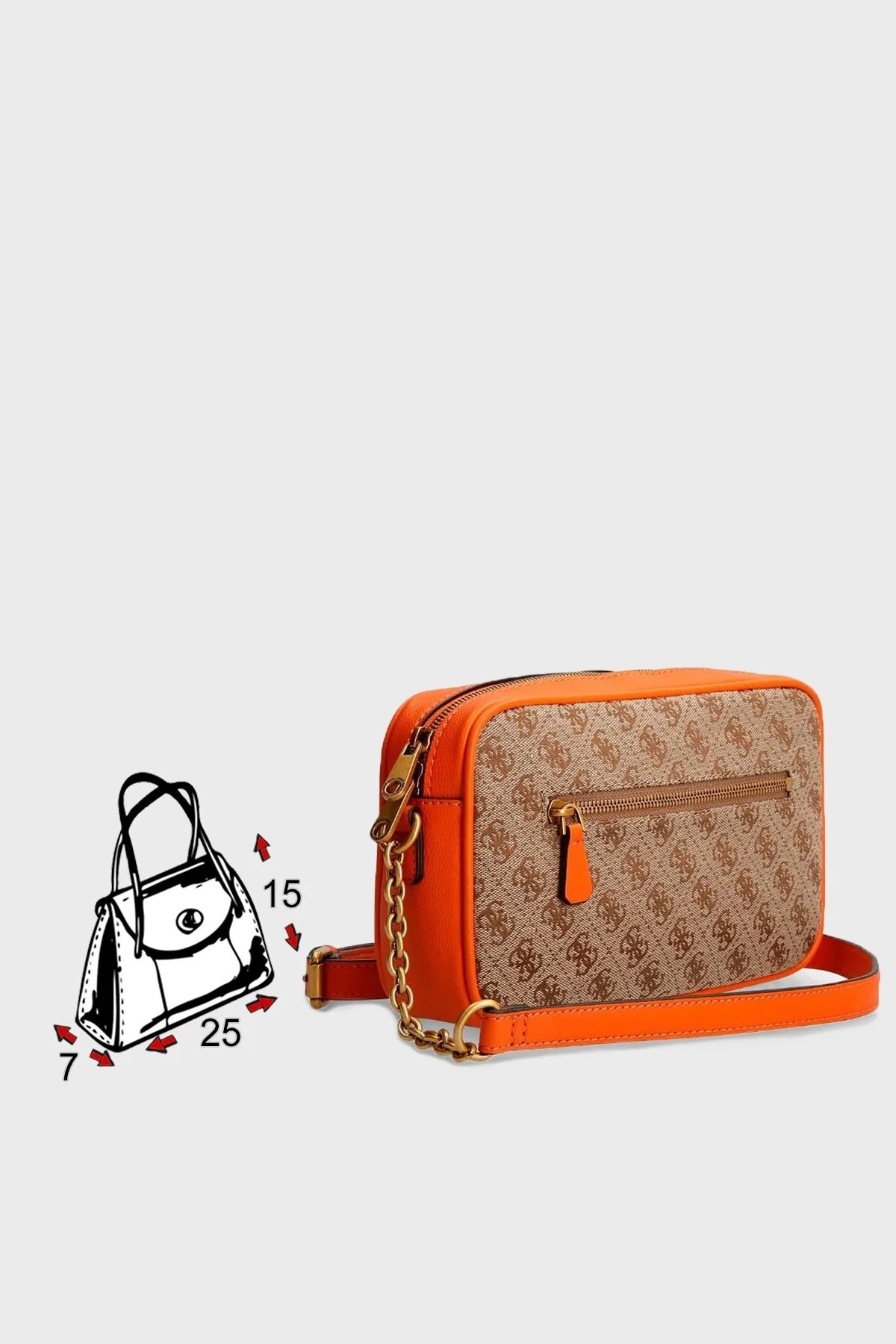 Guess Aviana Logolu Zincir Askılı Bayan Çanta HWJB8414140 LTO KAHVE-ORANGE - 4