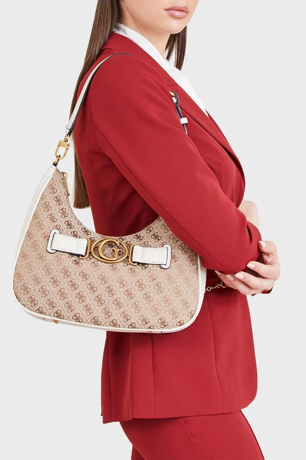 Guess Aviana Logolu Fermuarlı Kol Bayan Çanta HWJB8414020 LTS KAHVE - 2