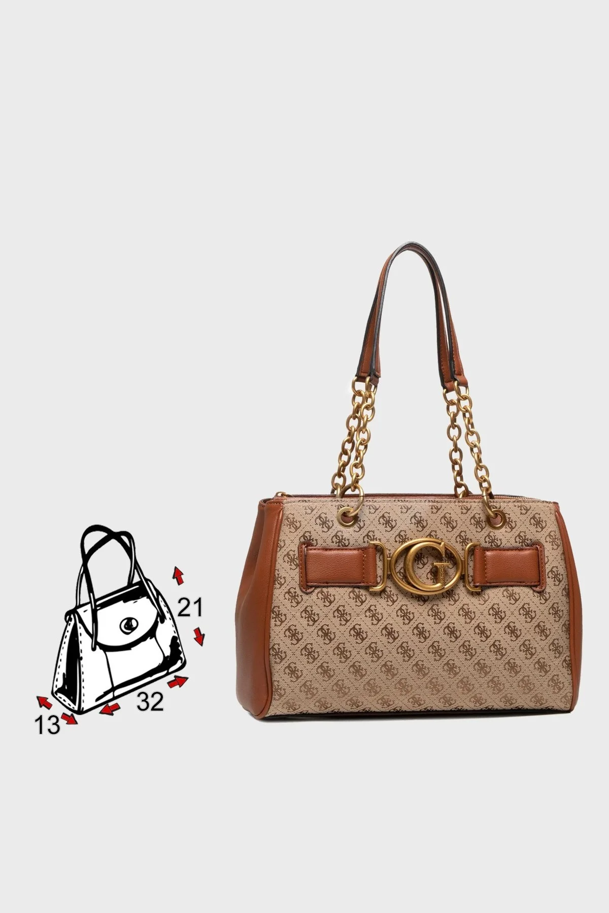 Guess Aviana Logolu Zincir Askılı Bayan Çanta HWJB8414060 LCO KAHVE - 5