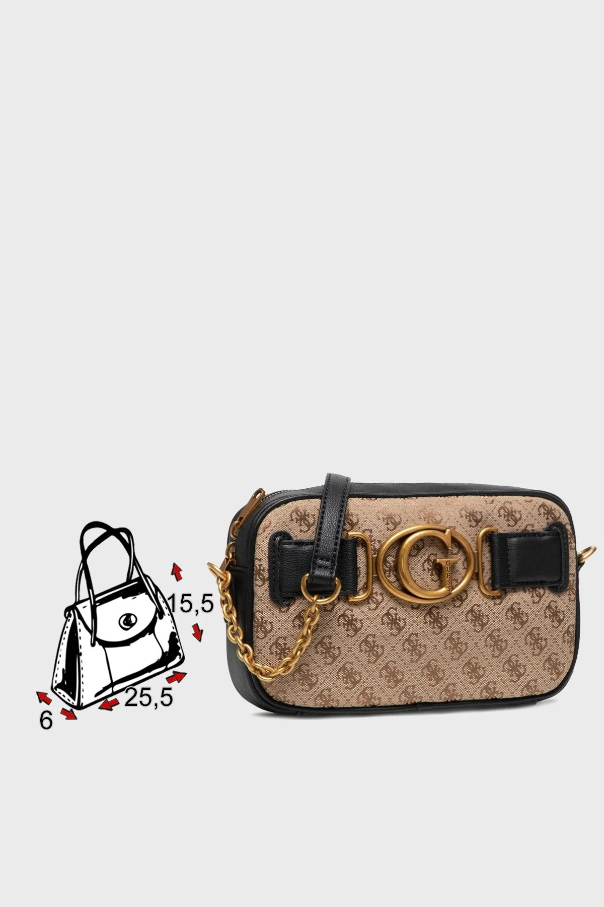 Guess Aviana Logolu Zincir Askılı Mini Çapraz Bayan Çanta HWJB8414140 LBL KAHVE - 5