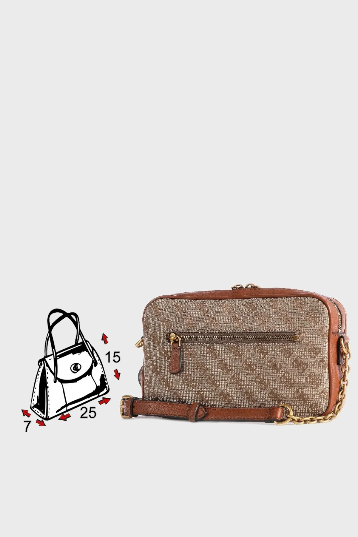 Guess Aviana Logolu Zincir Askılı Mini Çapraz Bayan Çanta HWJB8414140 LCO KAHVE - 5