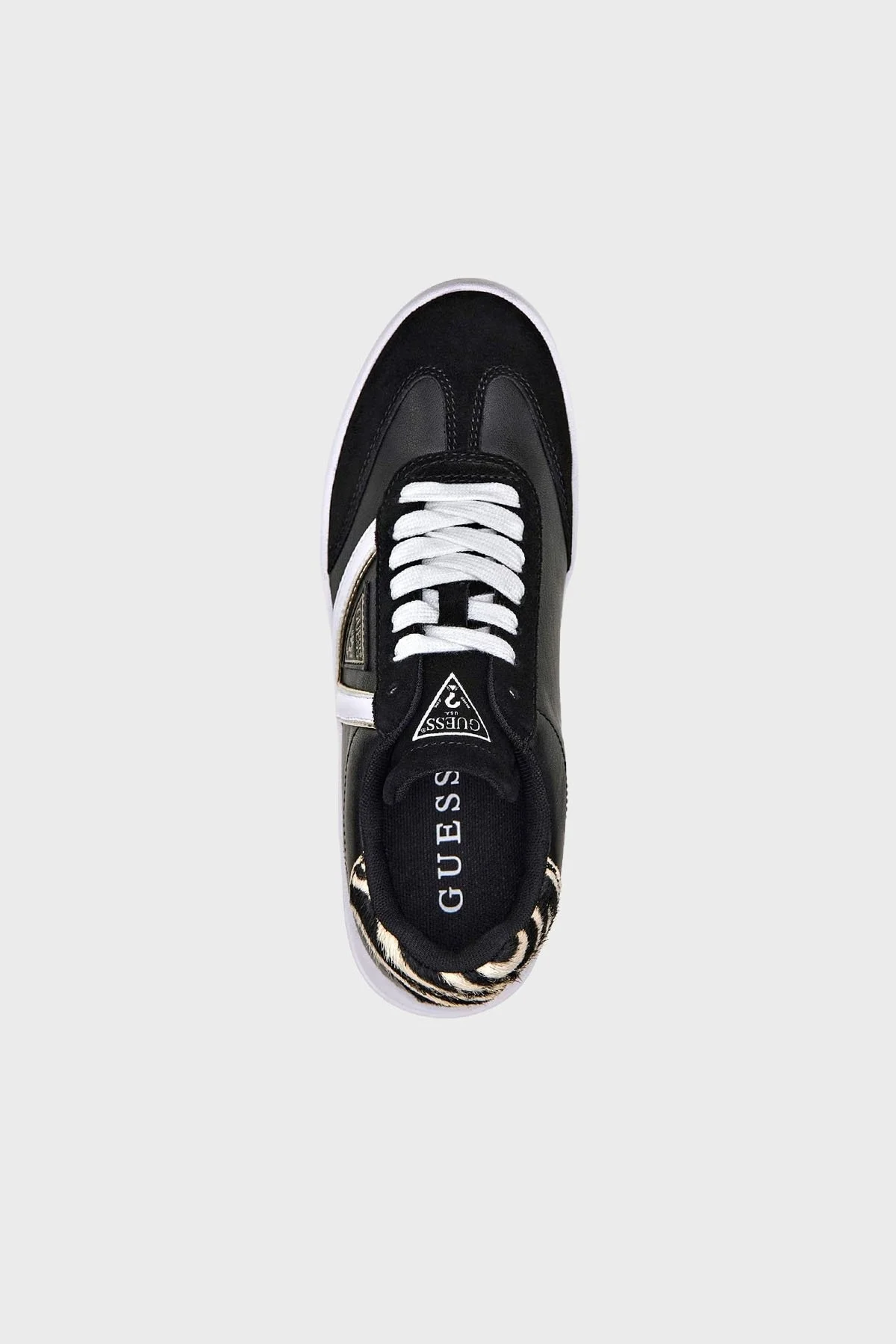 Guess Aviana Üçgen Logolu Deri Sneaker Bayan Ayakkabı FL6AVI ELE12 BLACK SİYAH - 4