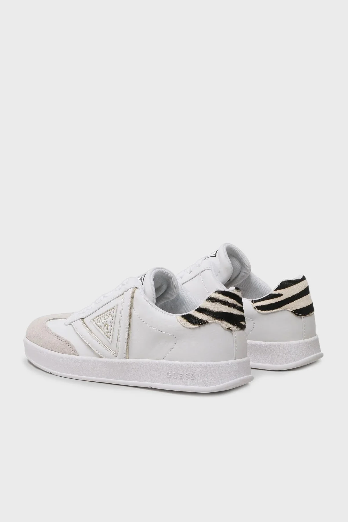 Guess Aviana Üçgen Logolu Deri Sneaker Bayan Ayakkabı FL6AVI ELE12 WHITE BEYAZ - 3