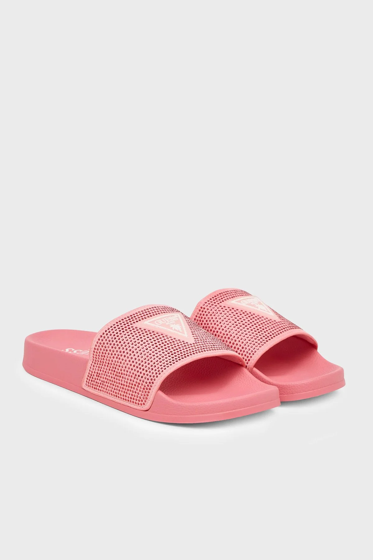 Guess Beach Taşlı Üçgen Logolu E6GZ16BB00F Kadın Terlik E6GZ16 BB00F FK0H PEMBE - 2
