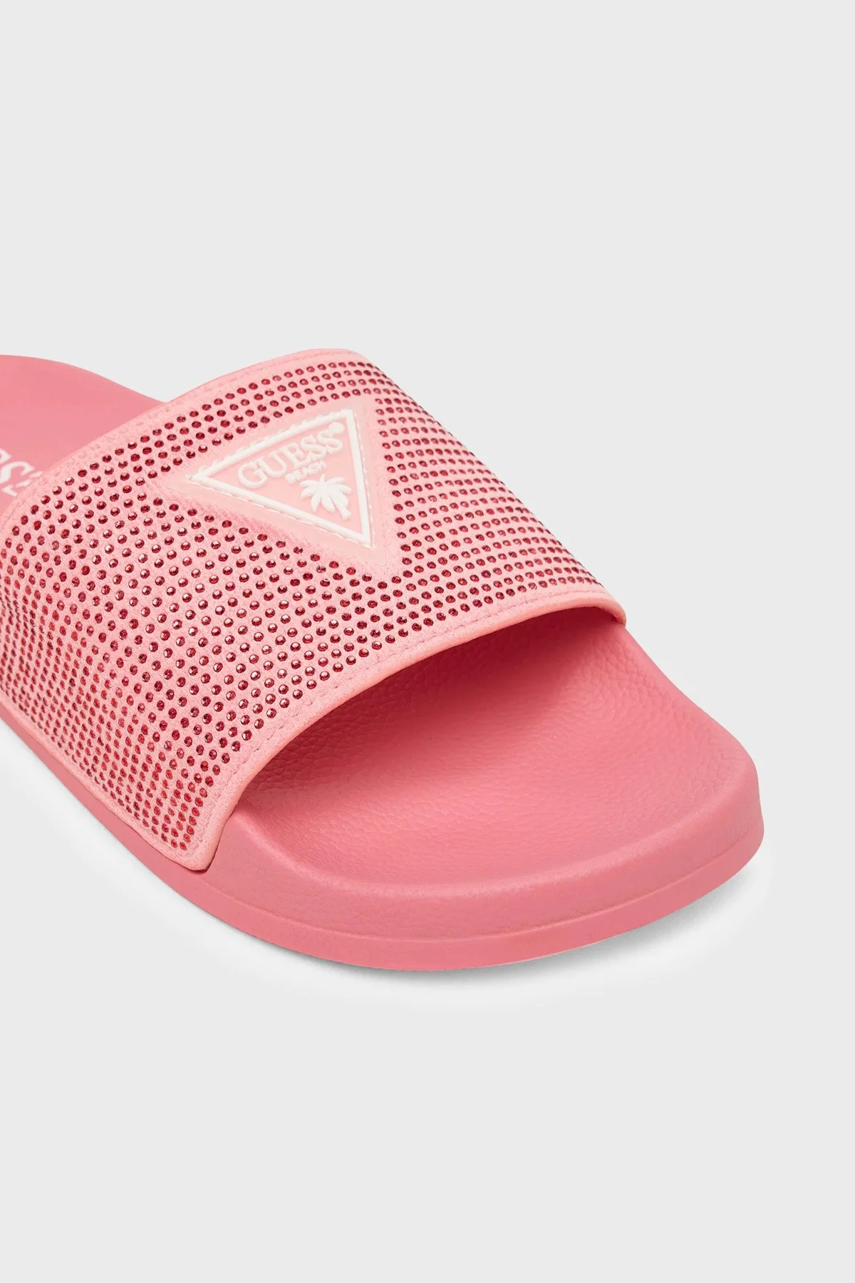 Guess Beach Taşlı Üçgen Logolu E6GZ16BB00F Kadın Terlik E6GZ16 BB00F FK0H PEMBE - 4