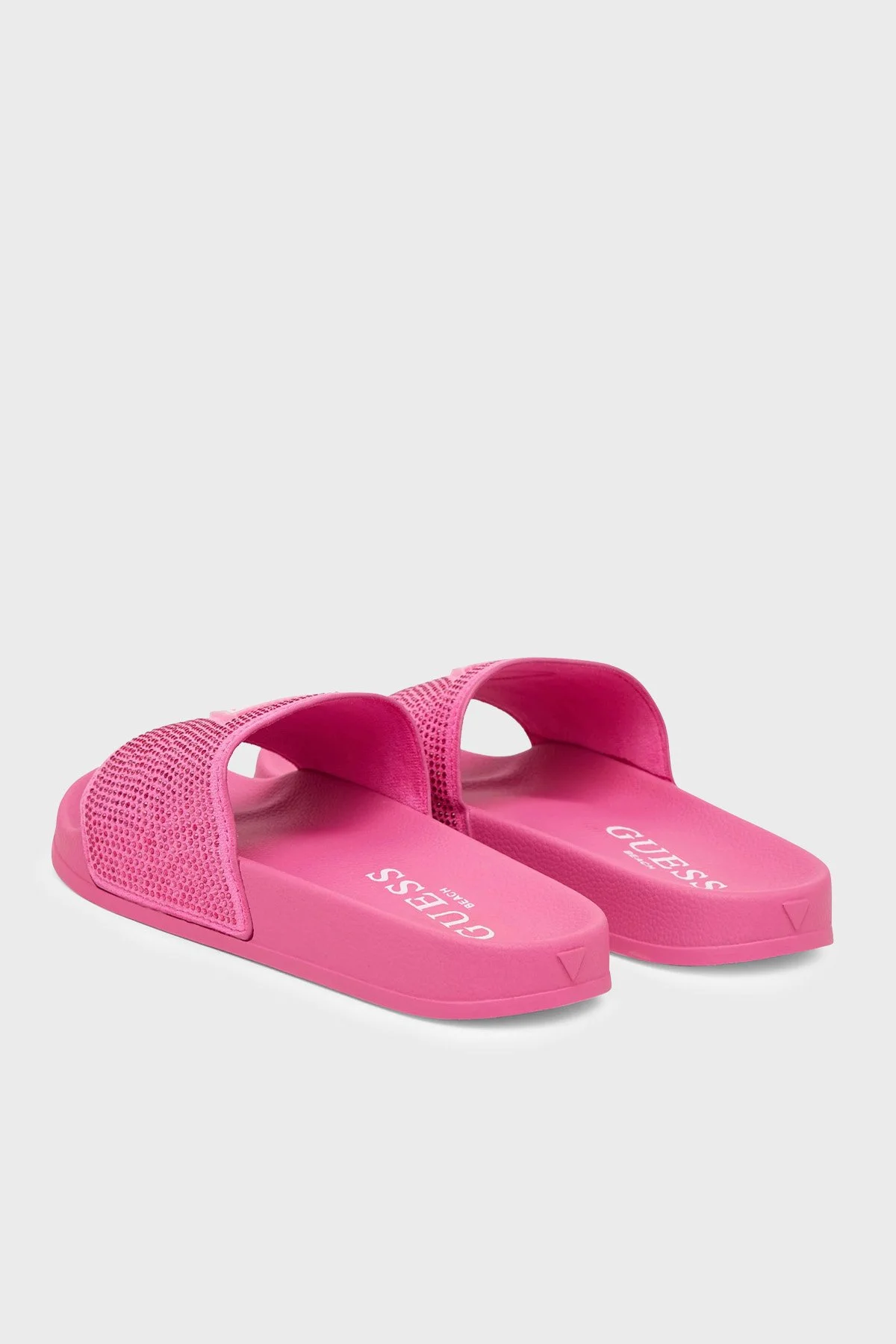Guess Beach Taşlı Üçgen Logolu E6GZ16BB00F Kadın Terlik E6GZ16 BB00F G6J7 FUŞYA - 3