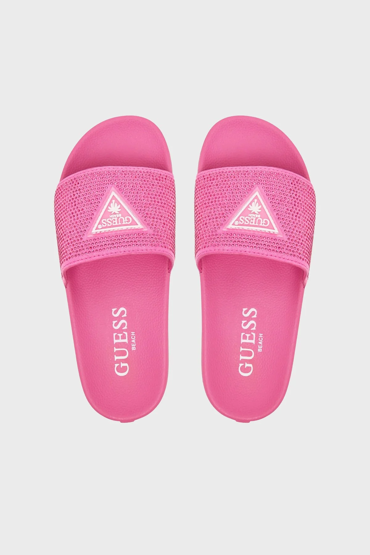 Guess Beach Taşlı Üçgen Logolu E6GZ16BB00F Kadın Terlik E6GZ16 BB00F G6J7 FUŞYA - 4