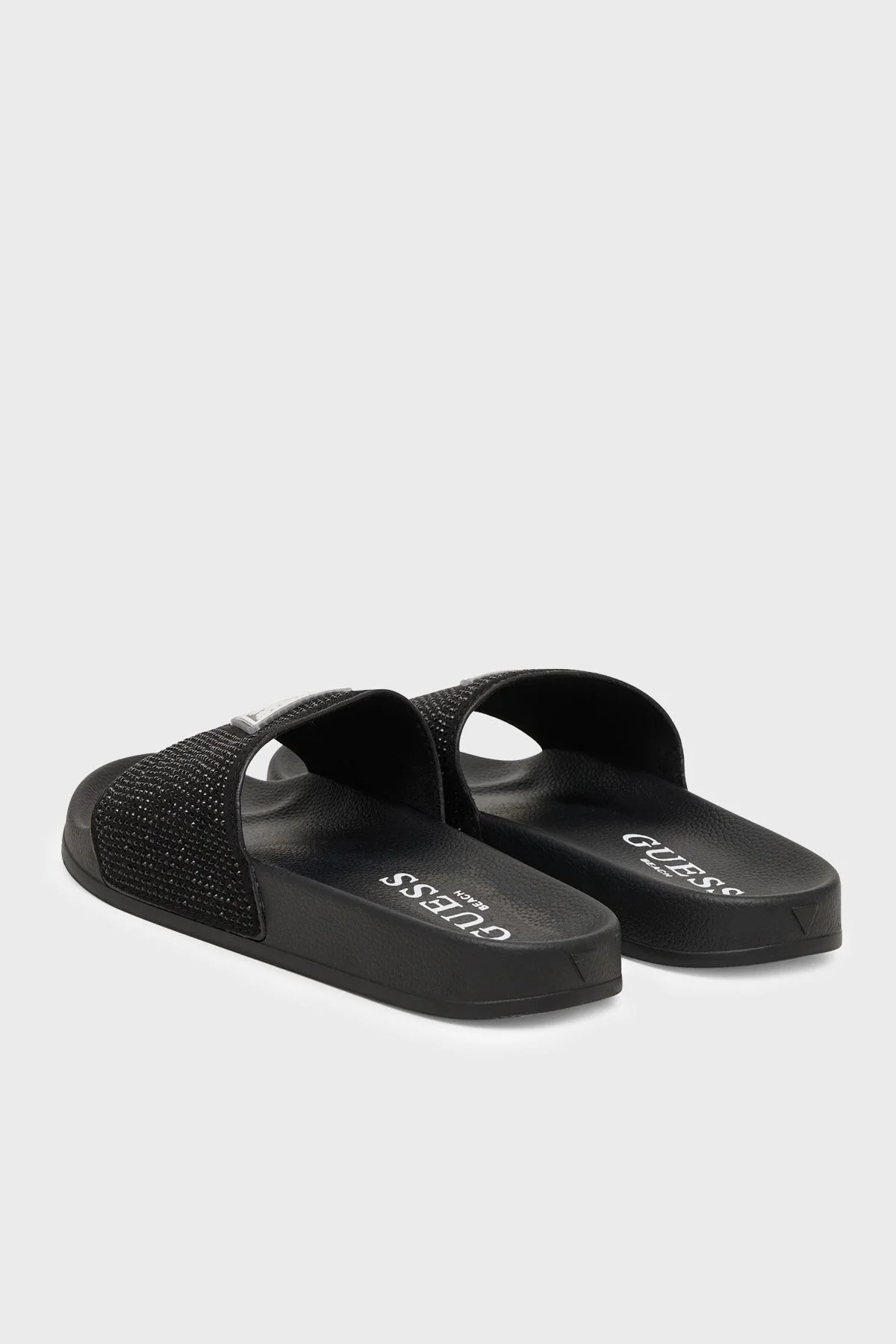 Guess Beach Taşlı Üçgen Logolu E6GZ16BB00F Kadın Terlik E6GZ16 BB00F JBLK SİYAH - 4